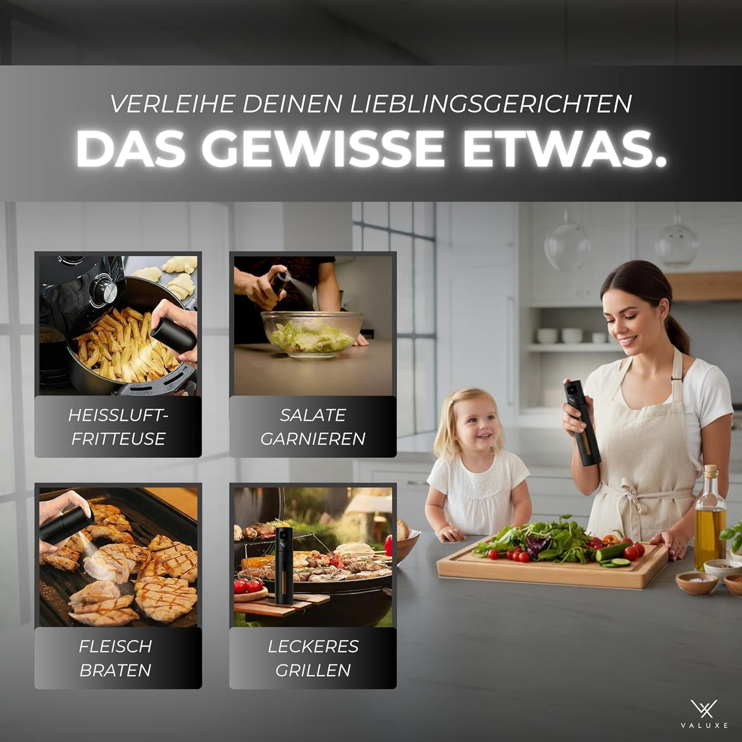 Ölsprüher für Speiseöl & Essig, Ebony Black