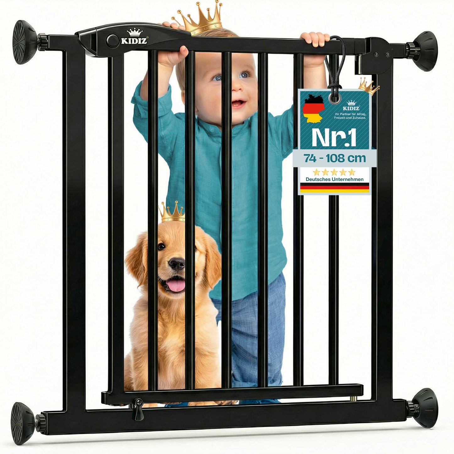 Treppenschutzgitter, 74 - 80 cm Schwarz