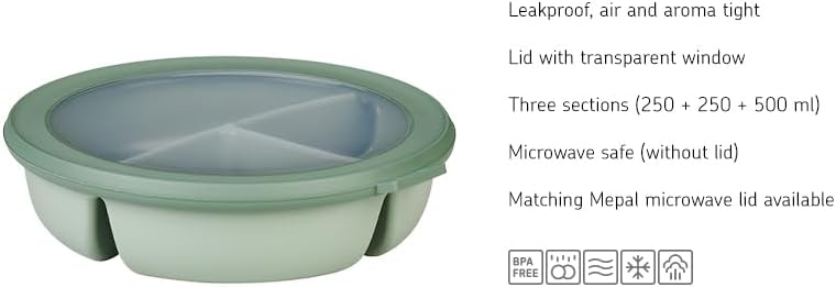 Meal Prep Box Cirqula mit 3 Fächern (1000 ml), Nordic White|Single
