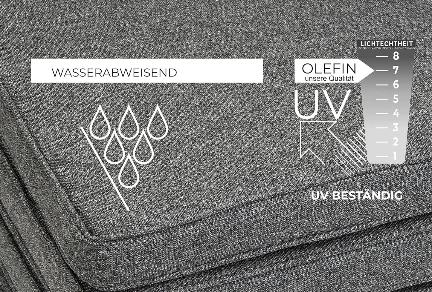 4er-Set Stuhlkissen wasserdicht & UV-beständig, Anthrazit 45 x 45 x 5 cm - 4er Set