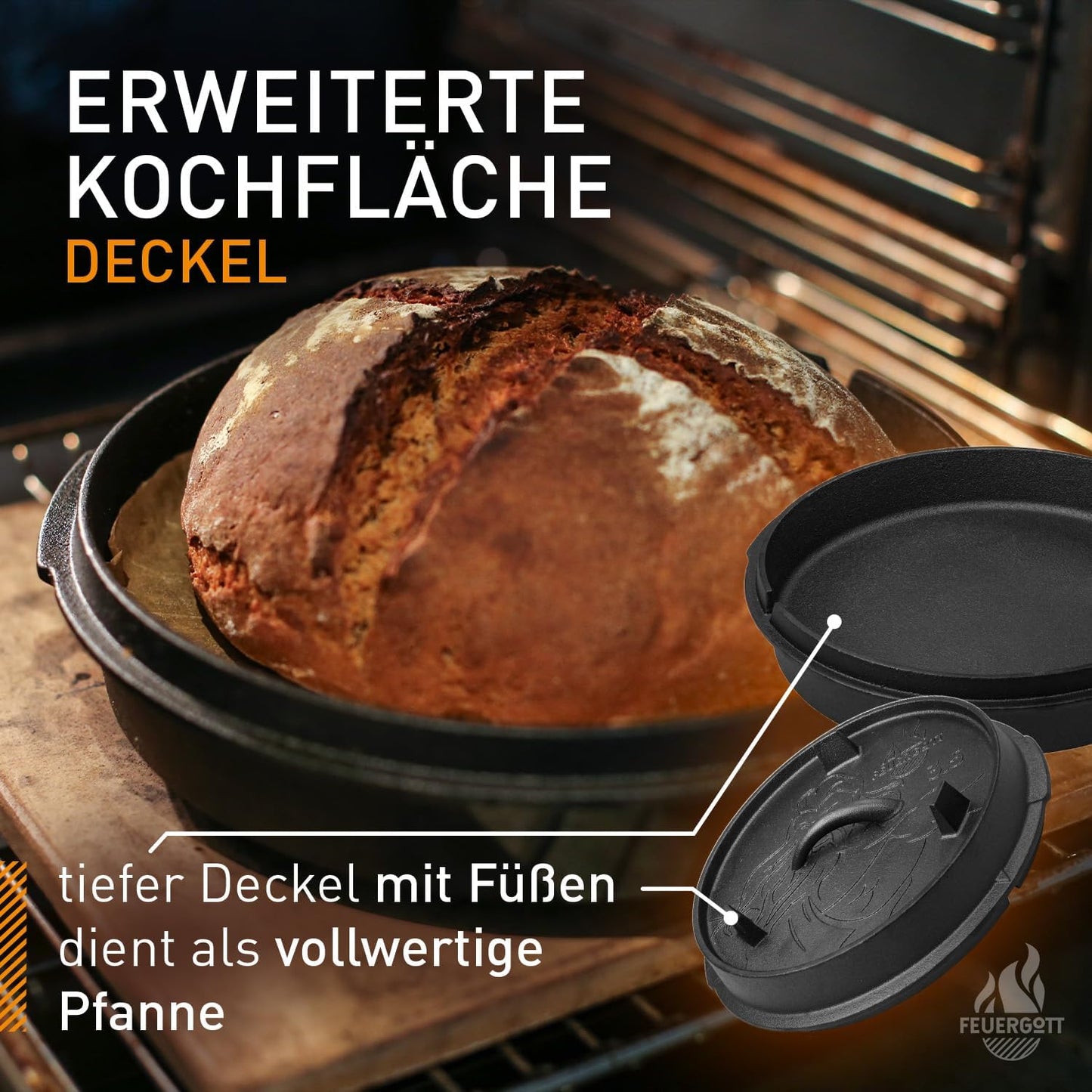 Dutch Oven Set, 6.5 Liter, All Inclusive ohne Standfüsse 6,5 Liter