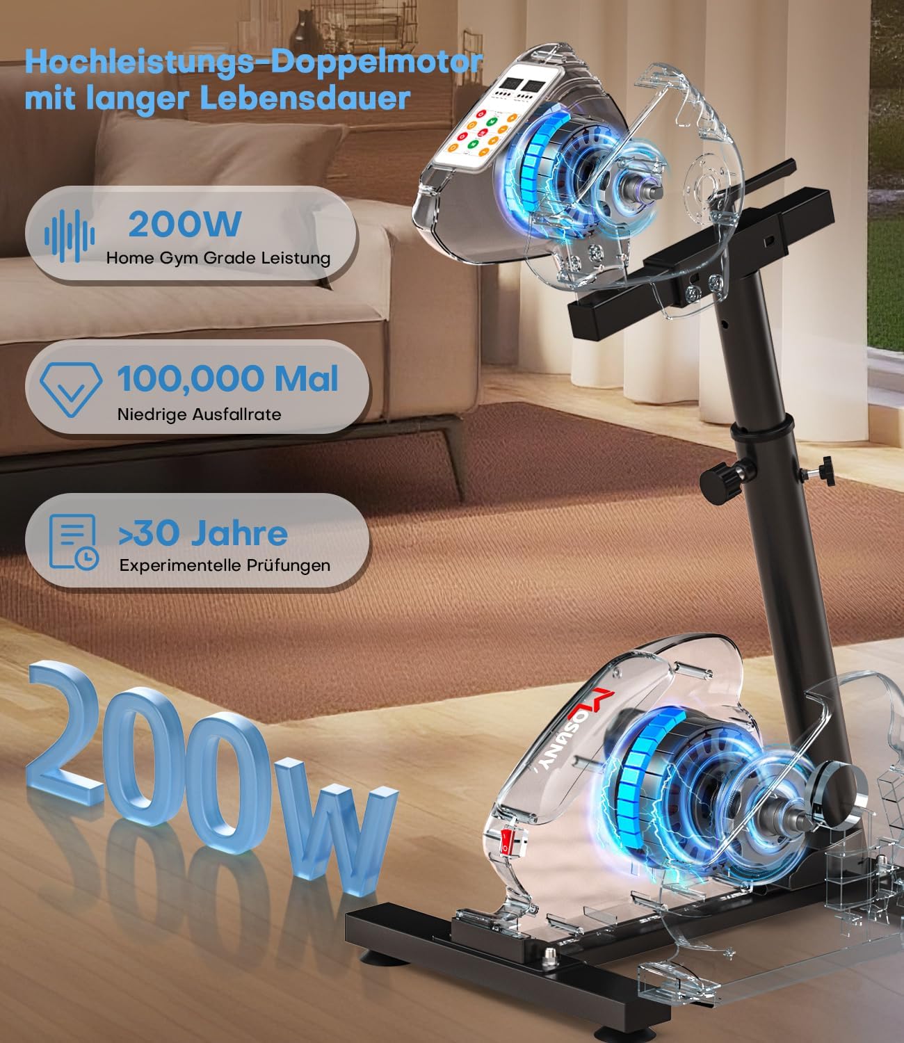 Elektrischer Pedaltrainer für Senioren, Schwarz Grau