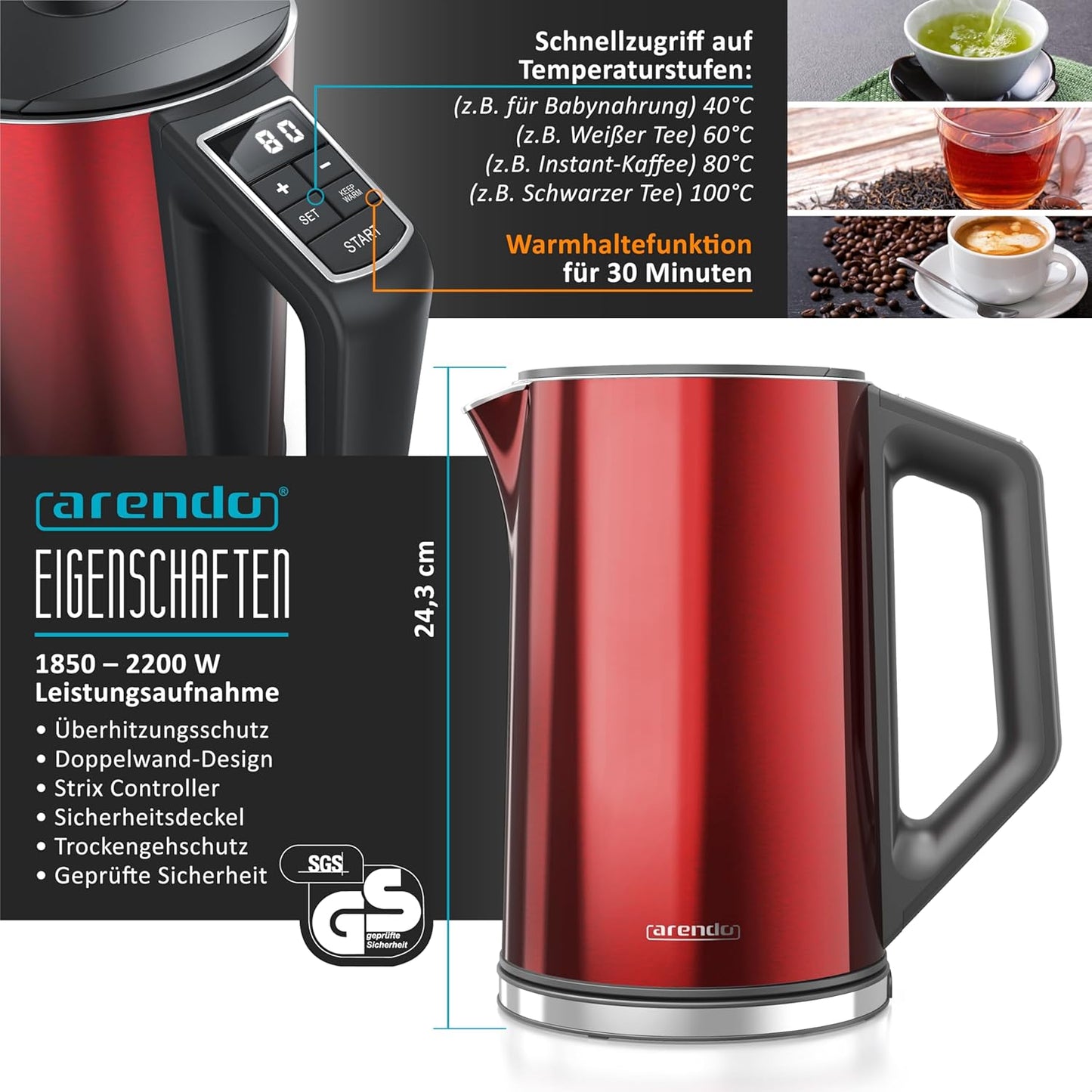 Frühstücksset: Wasserkocher, Toaster & Eierkocher