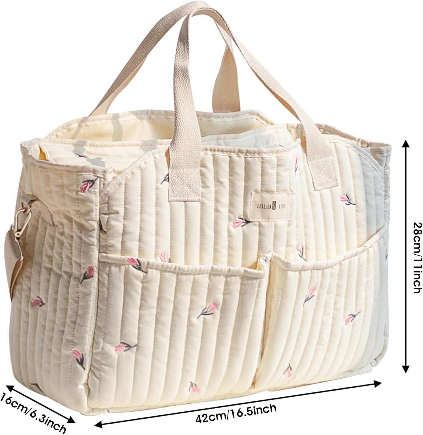 Gesteppte Babytasche, Tulpen