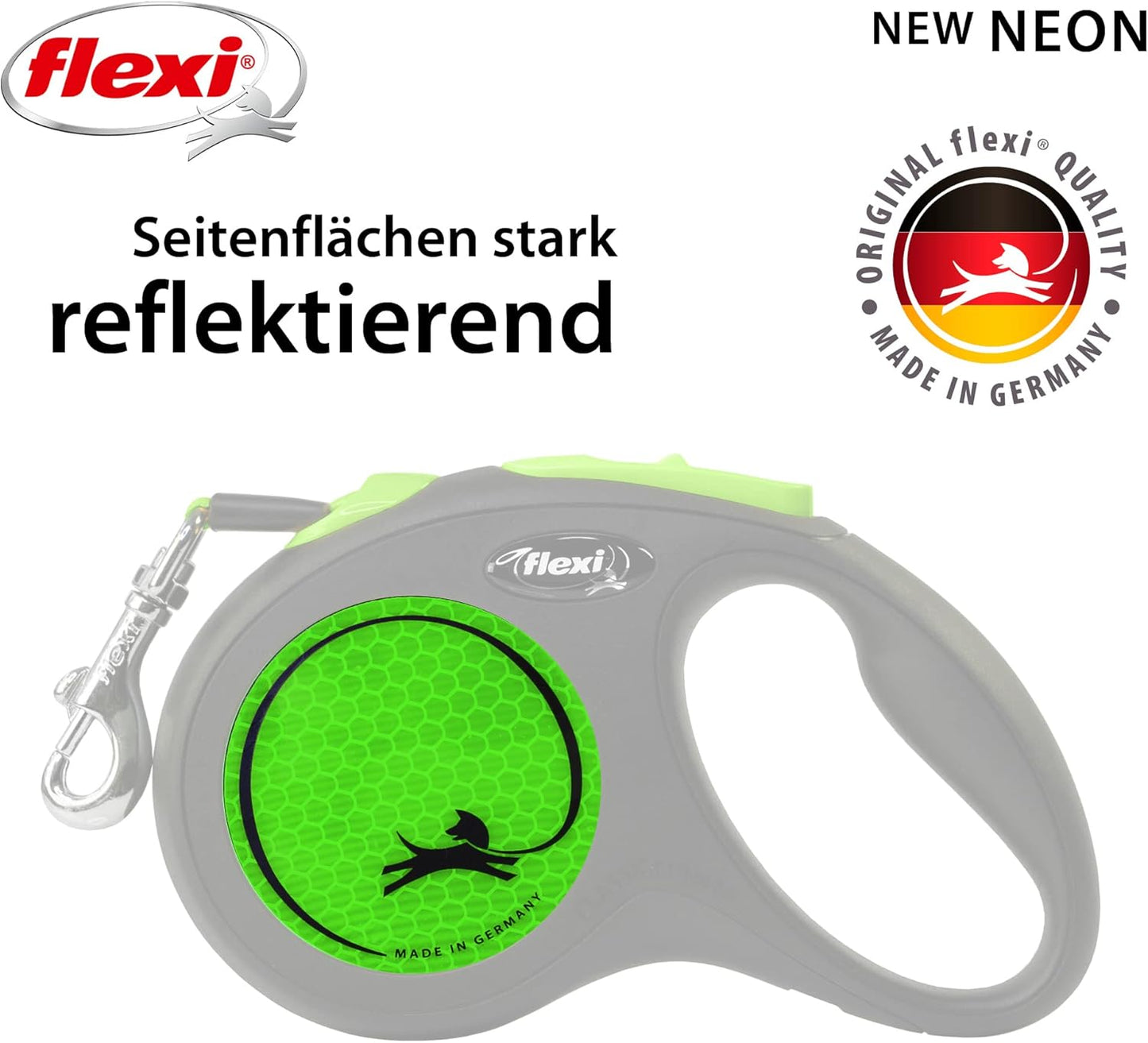 Roll-Leine New Neon, Black/neon green Small