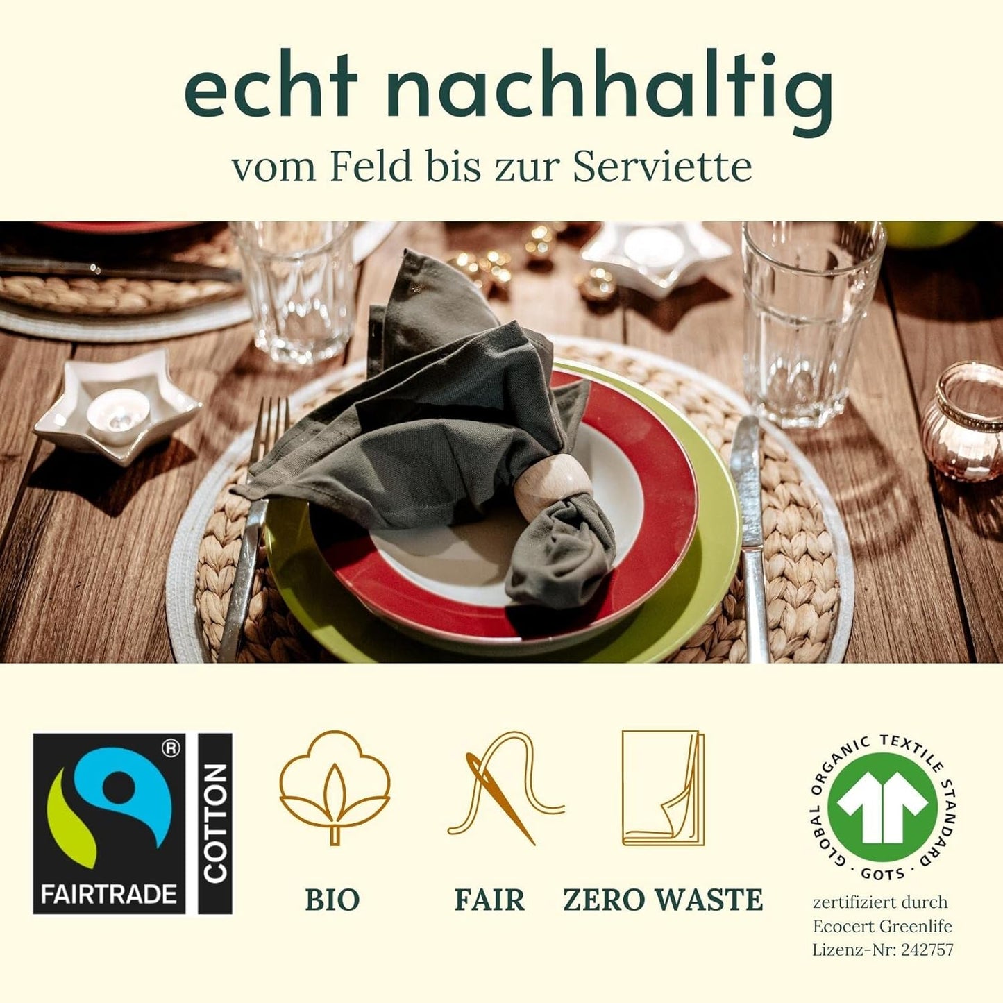 12er-Set Stoffservietten, Grau 12er Set