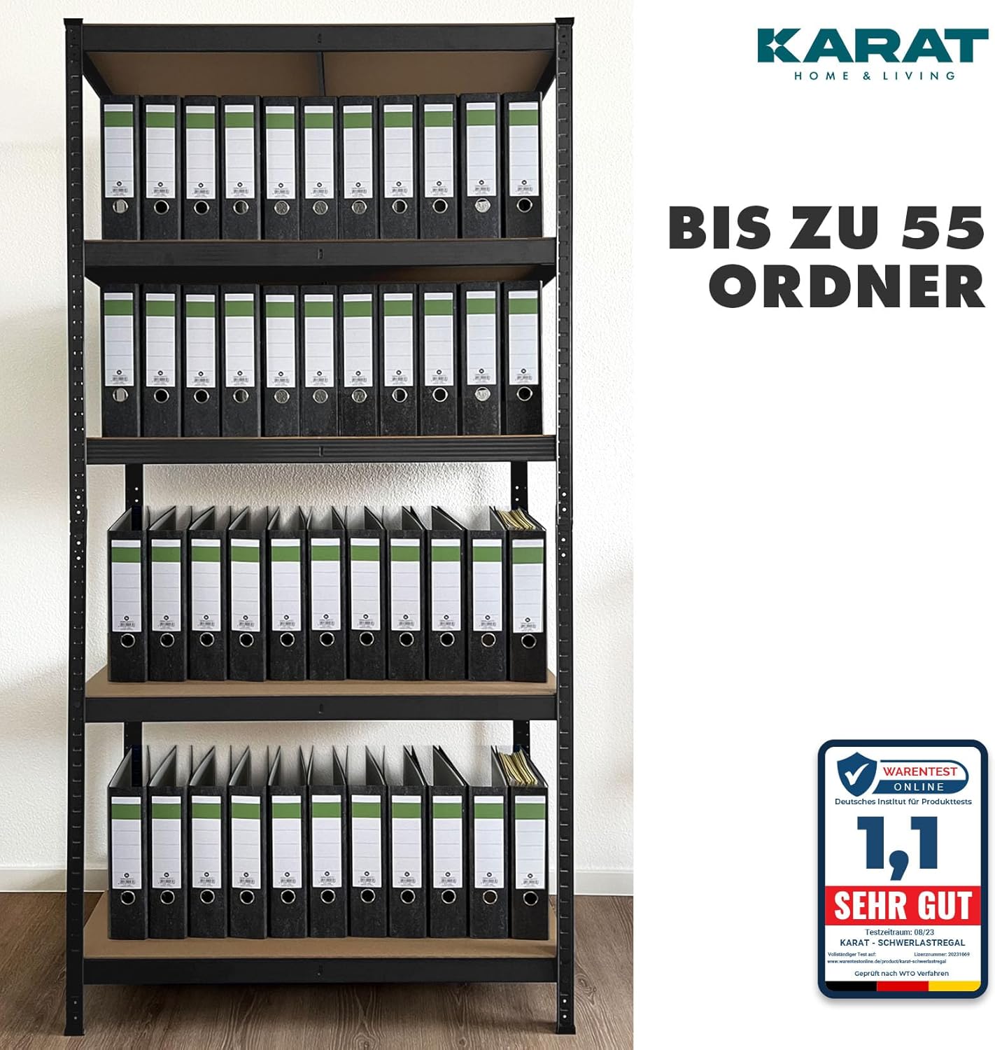 2er Set Schwerlastregal mit 5 Böden, 150 x 75 x 30 cm Schwarz