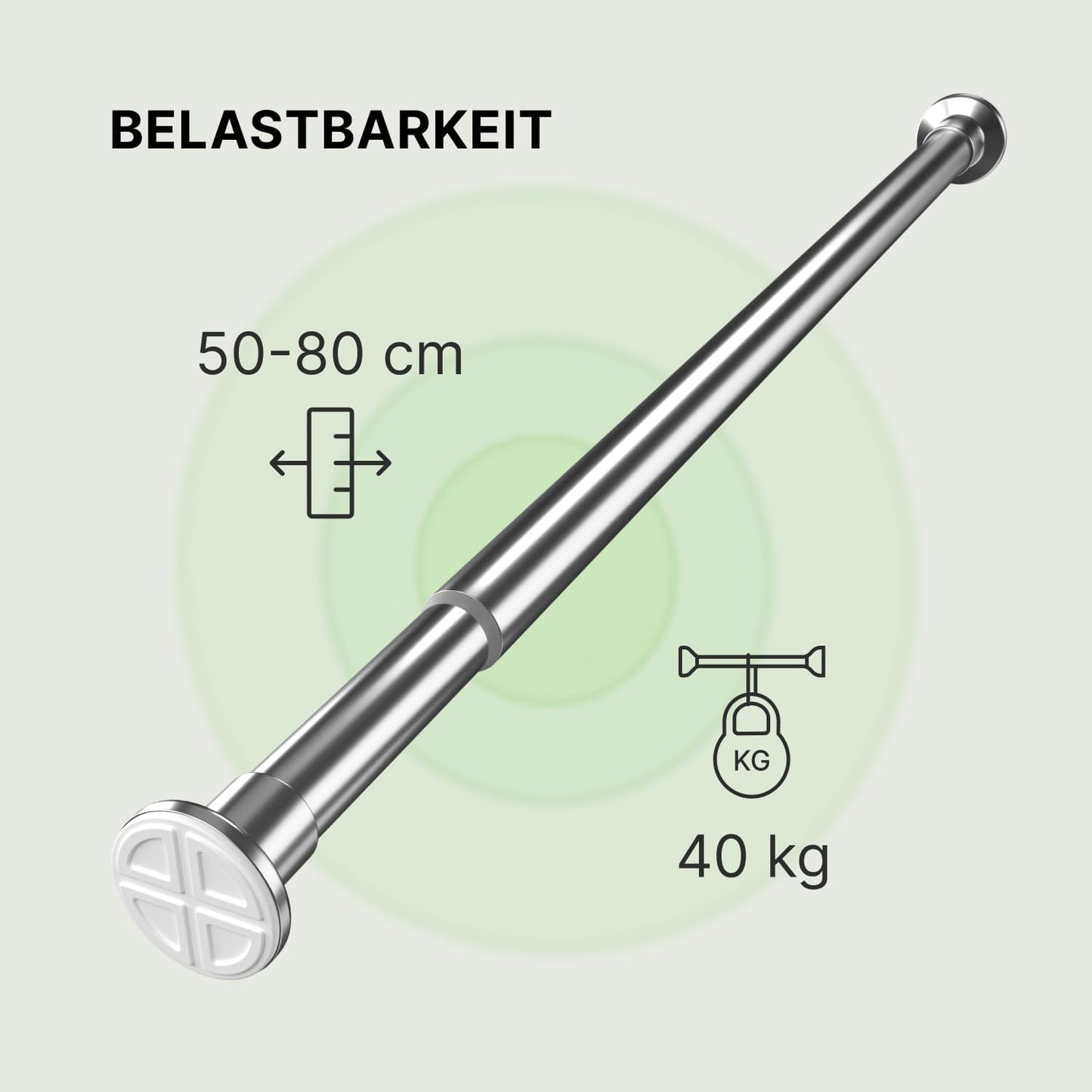 Klemmstange für Gardinen, 50-80 cm Edelstahl Silber