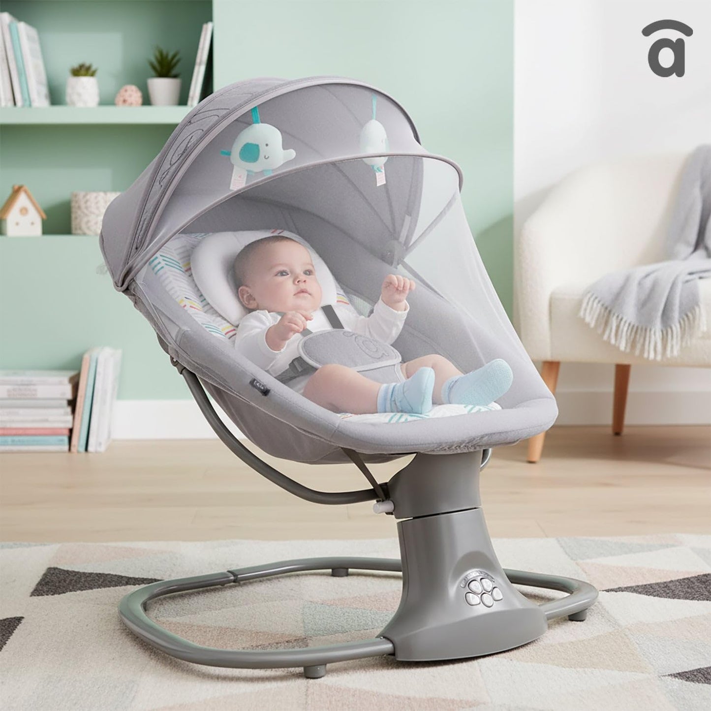 Khalo Baby-Hollywoodschaukel mit Bluetooth, grau