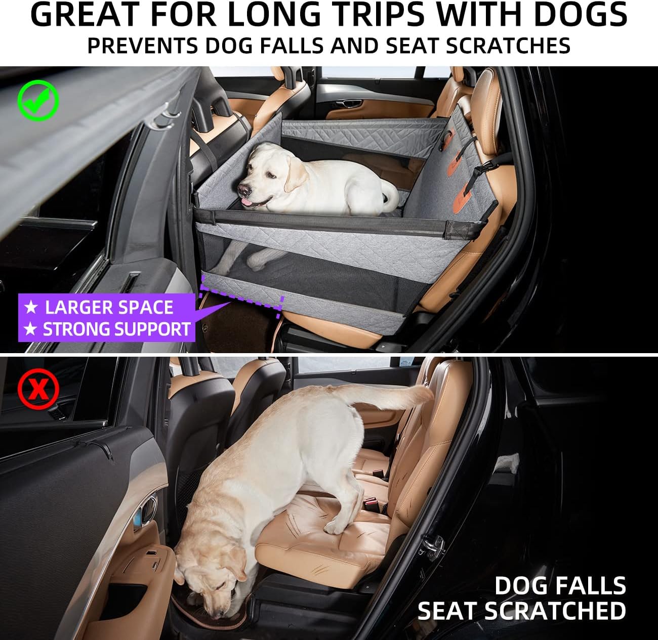 Hundeautositz für mittelgrosse Hunde, GRAU Large