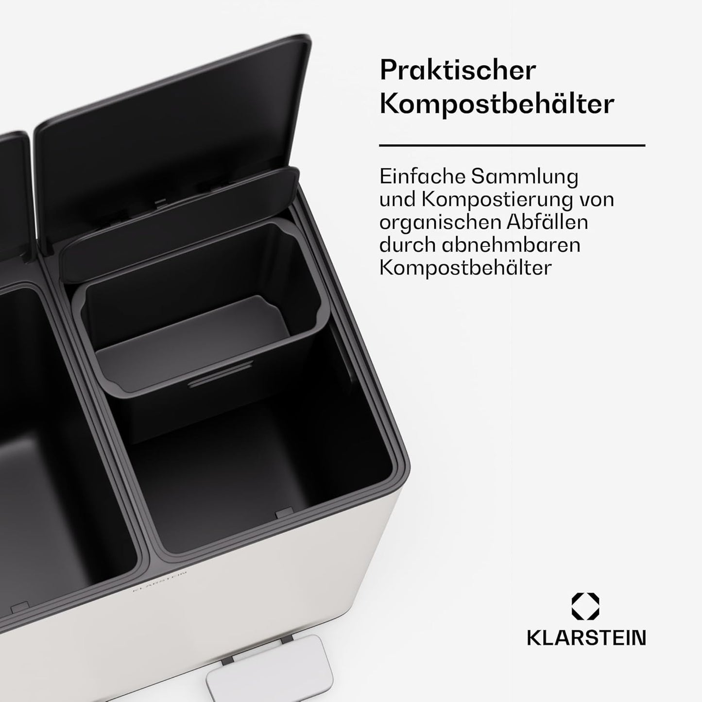 EcoVista Mülleimer, 40 L mit komposteimer Creme
