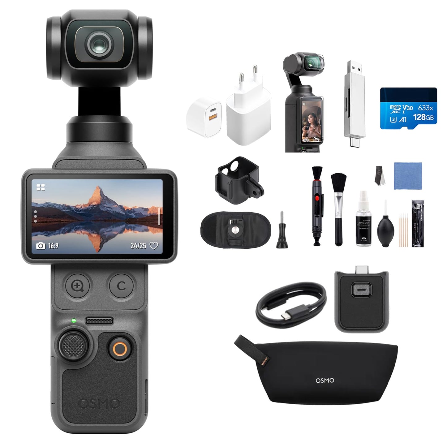 Osmo Pocket 4 Essential Combo mit Zubehör, Mehrere Zubehörteile Bundle