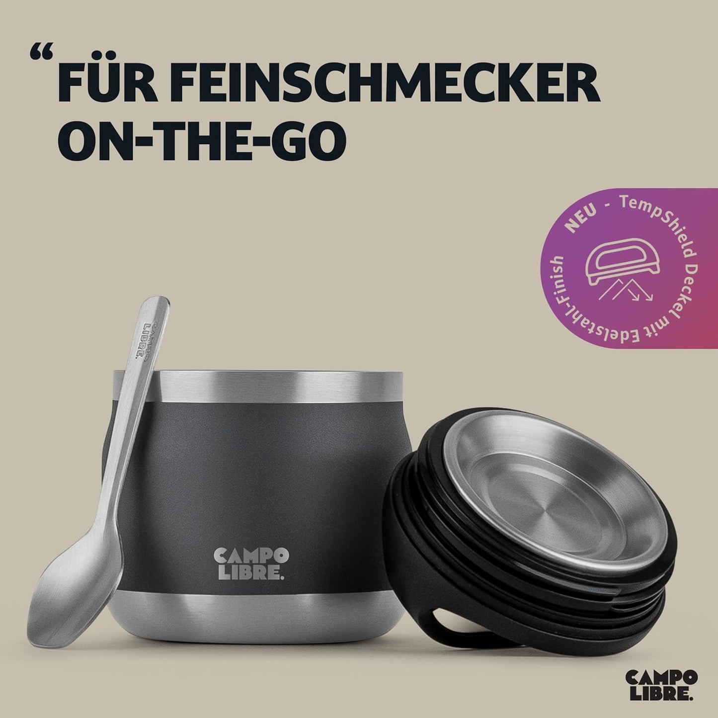 Thermobehälter mit Löffel, 400ml Deep Grey