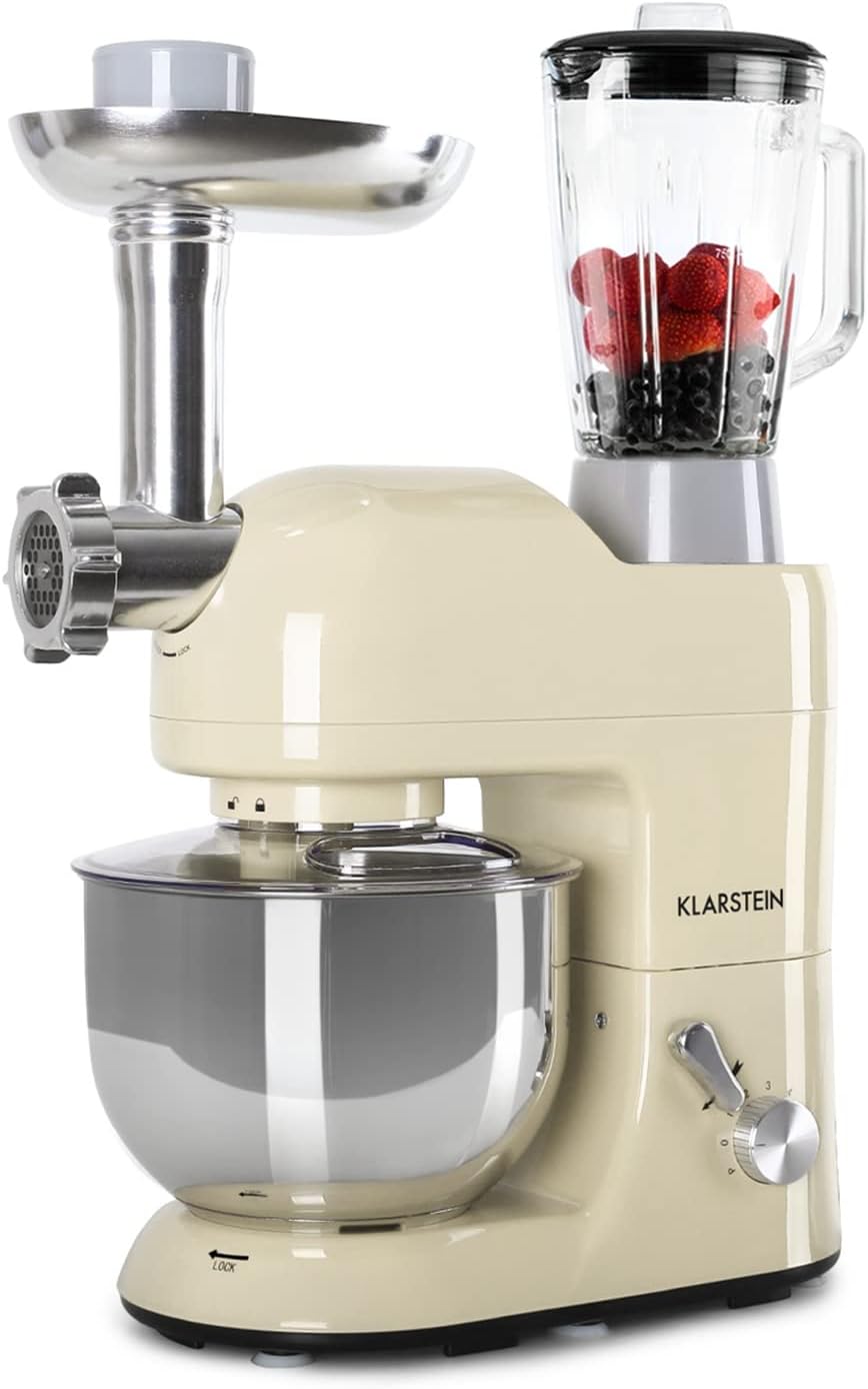 Universalküchenmaschine mit Knetmaschine, Fleischwolf & Mixer, Classic Creme
