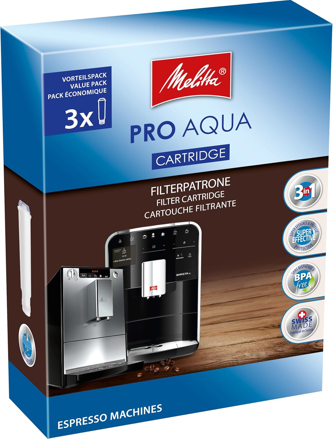 Filterpatronen Pro Aqua Set (3 Stück) für Kaffeeautomaten, New