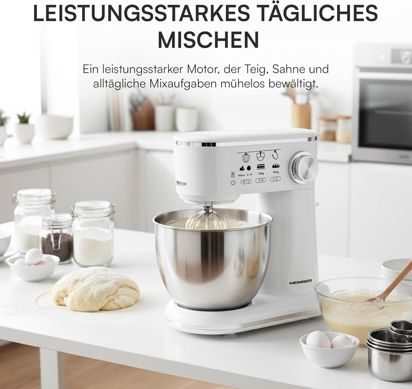 Standmixer mit Planetenrührwerk, Weiß 5 L