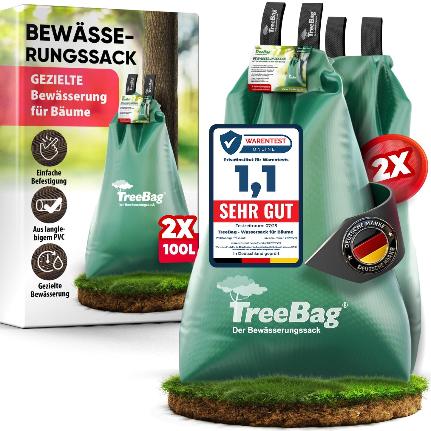 Baumbewässerungssack 2er-Set, 100 l 2