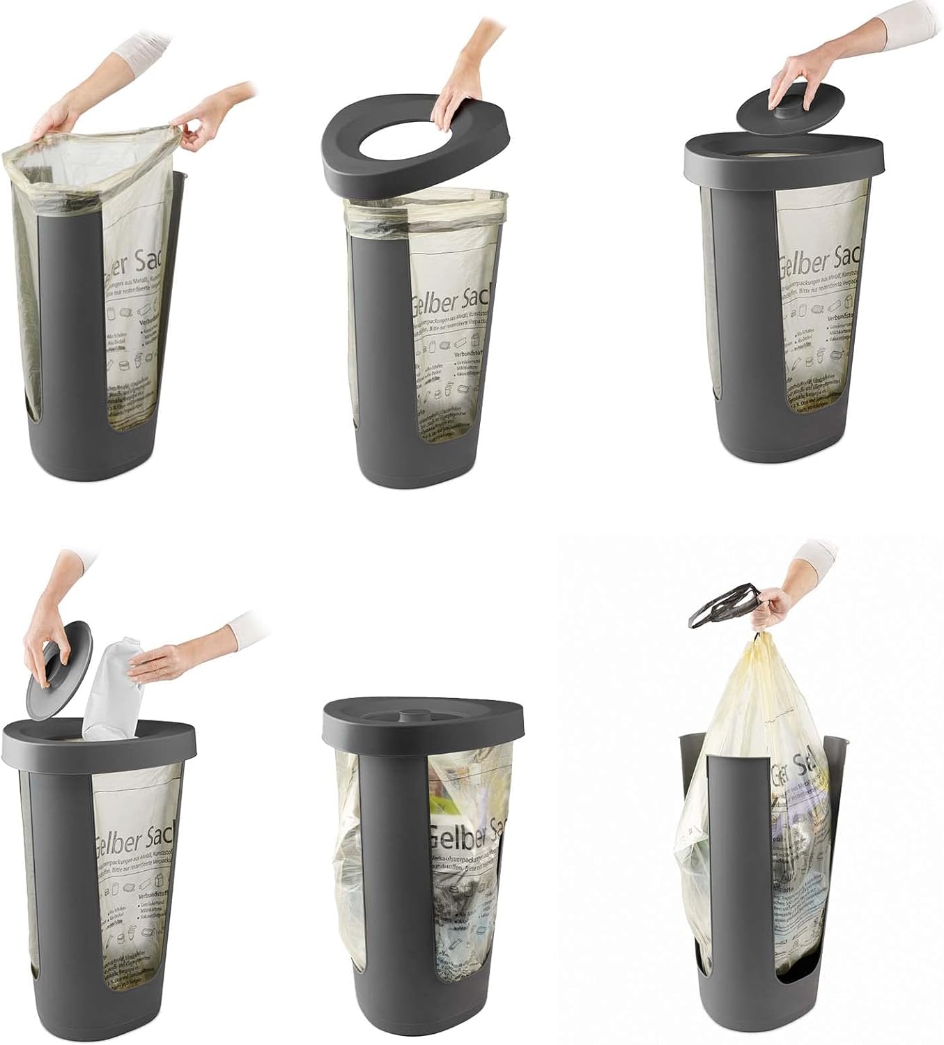 3er-Set Müllsackständer, 3 x Müllsackständer Anthrazit