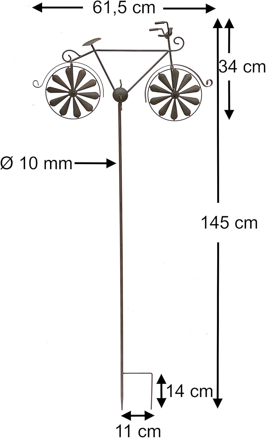 Gartenstecker Fahrrad XL mit Windspiel 96004