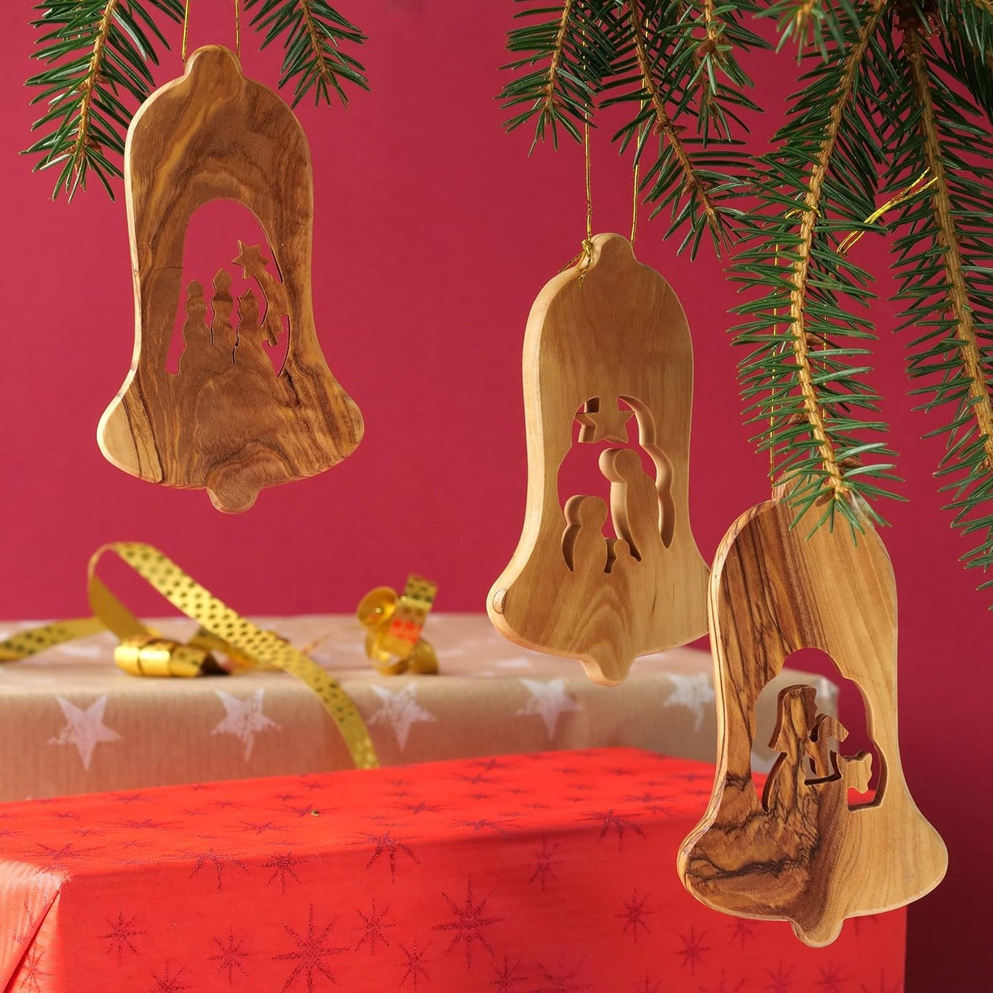 3-teiliges Weihnachtsbaumschmuck-Set, Glocke Ohne Rinde
