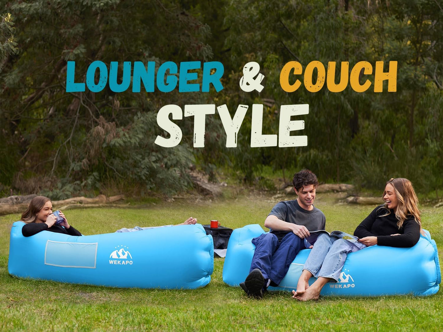 Aufblasbarer Lounger mit Zubehör, Blau