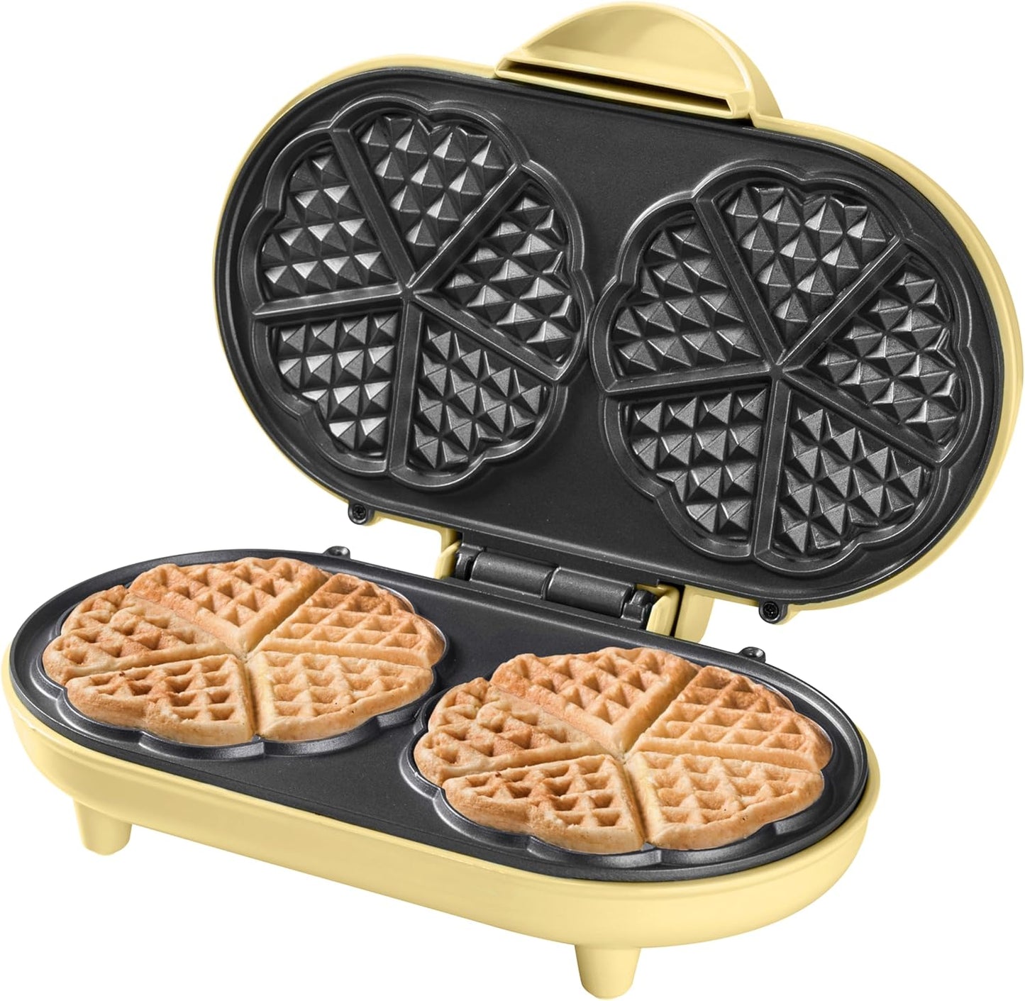 Doppelherzwaffel Maker mit Antihaftbeschichtung, Gelb