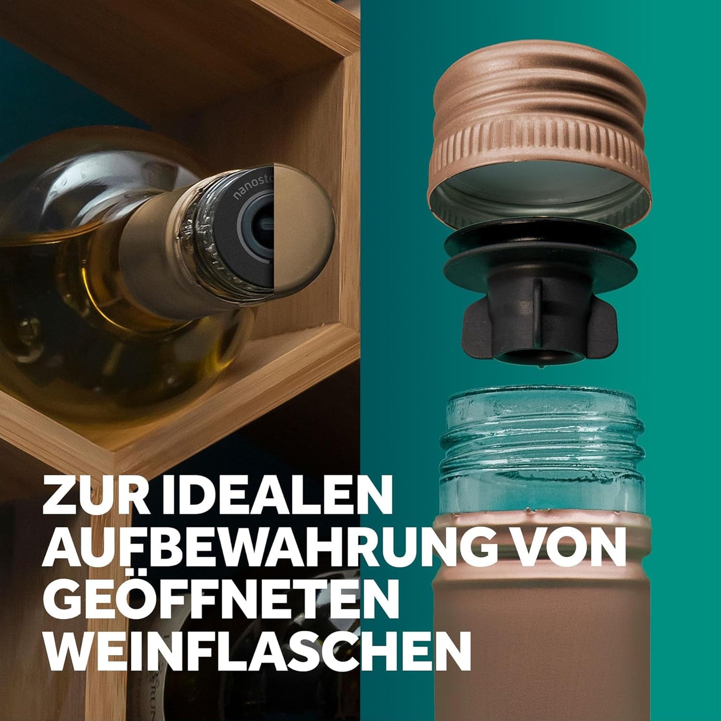 Vakuum-Pumpe-Set für Flaschen & Einmachgläser, Schwarz
