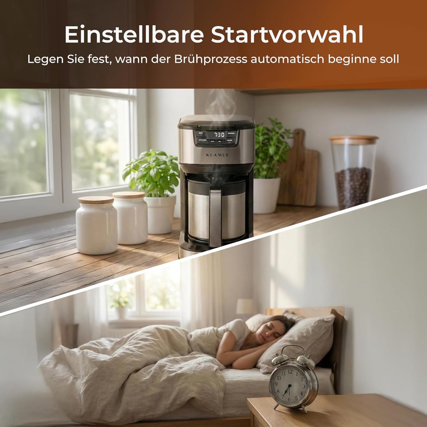 Filterkaffeemaschine mit Thermoskanne, 10 Tassen, Edelstahl
