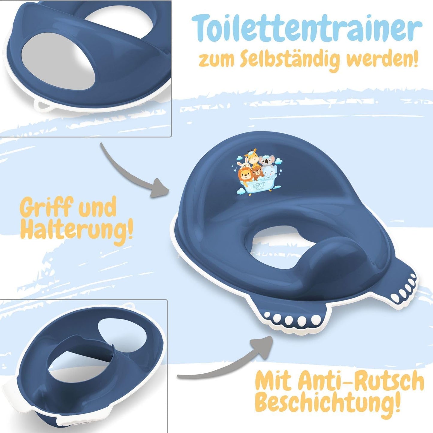 Toilettentrainer mit Tritthocker-Set ab 2 Jahren, Dunkelblau 2 - Set