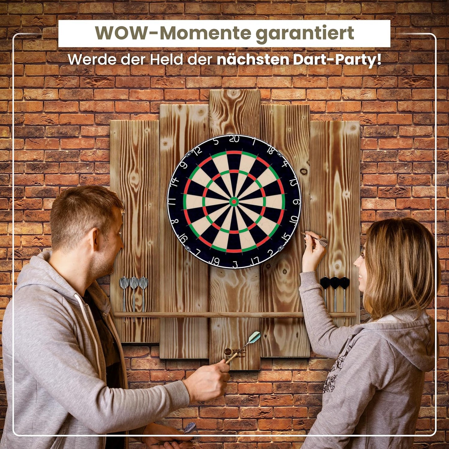 Dartboard Surround Wandschutz, OHNE Tablet-Halter Burned Look (Geflammt)