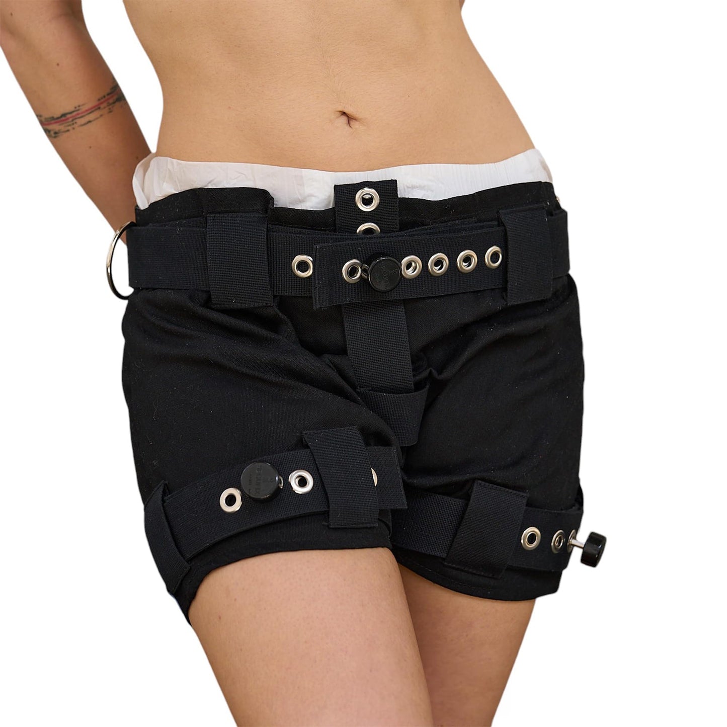Abschliessbare BDSM-Hose aus Baumwolle, XS-M Schwarz