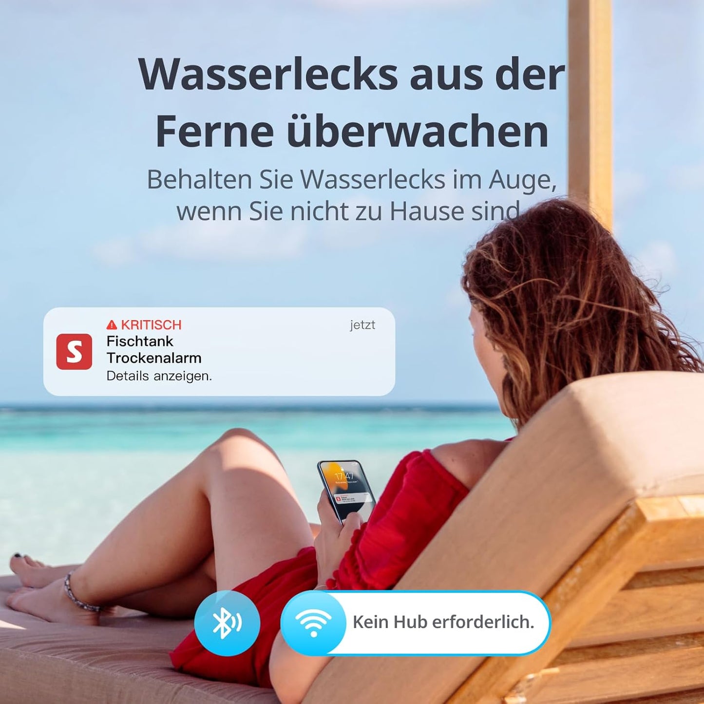 WLAN Wassermelder mit App-Benachrichtigung, Detector with Cable*1