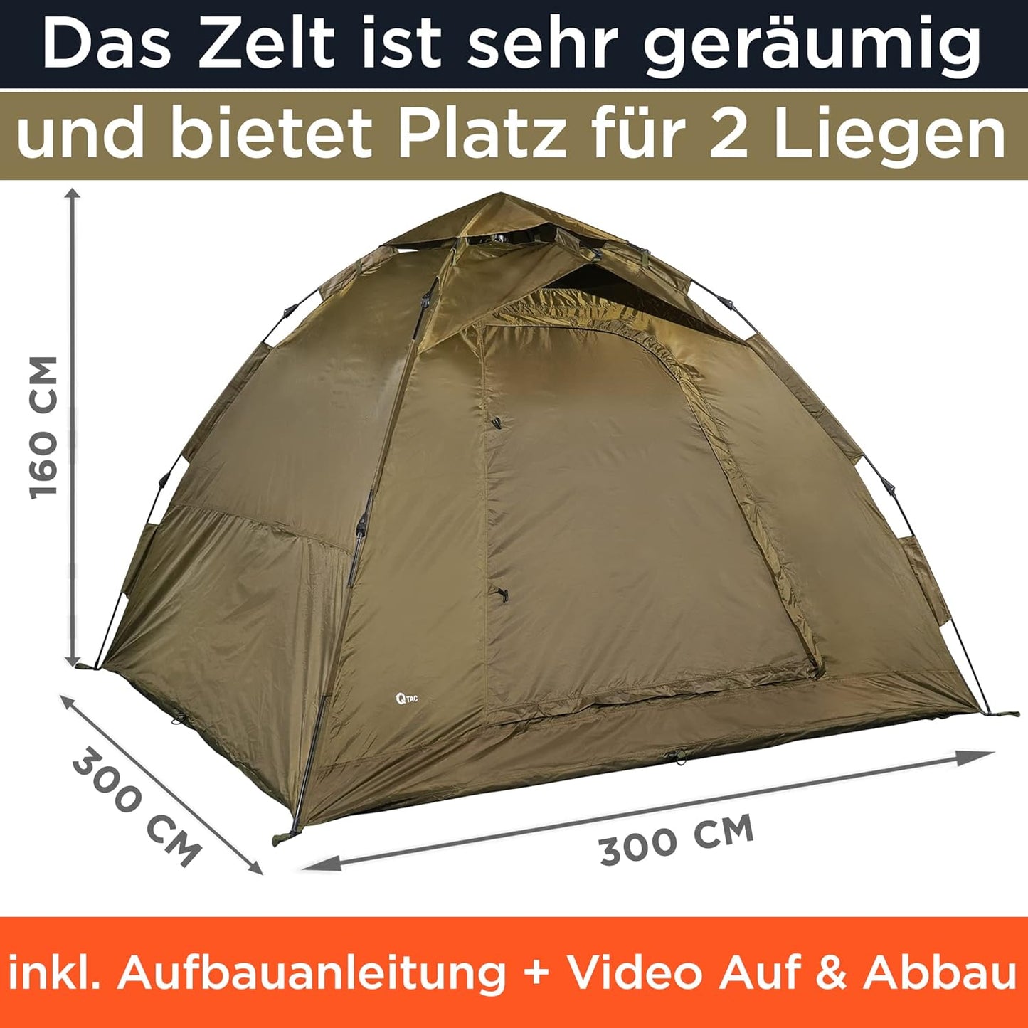Ruck Zuck Bivvy 2-Mann-Angelzelt, 300 x 300 x 160 cm