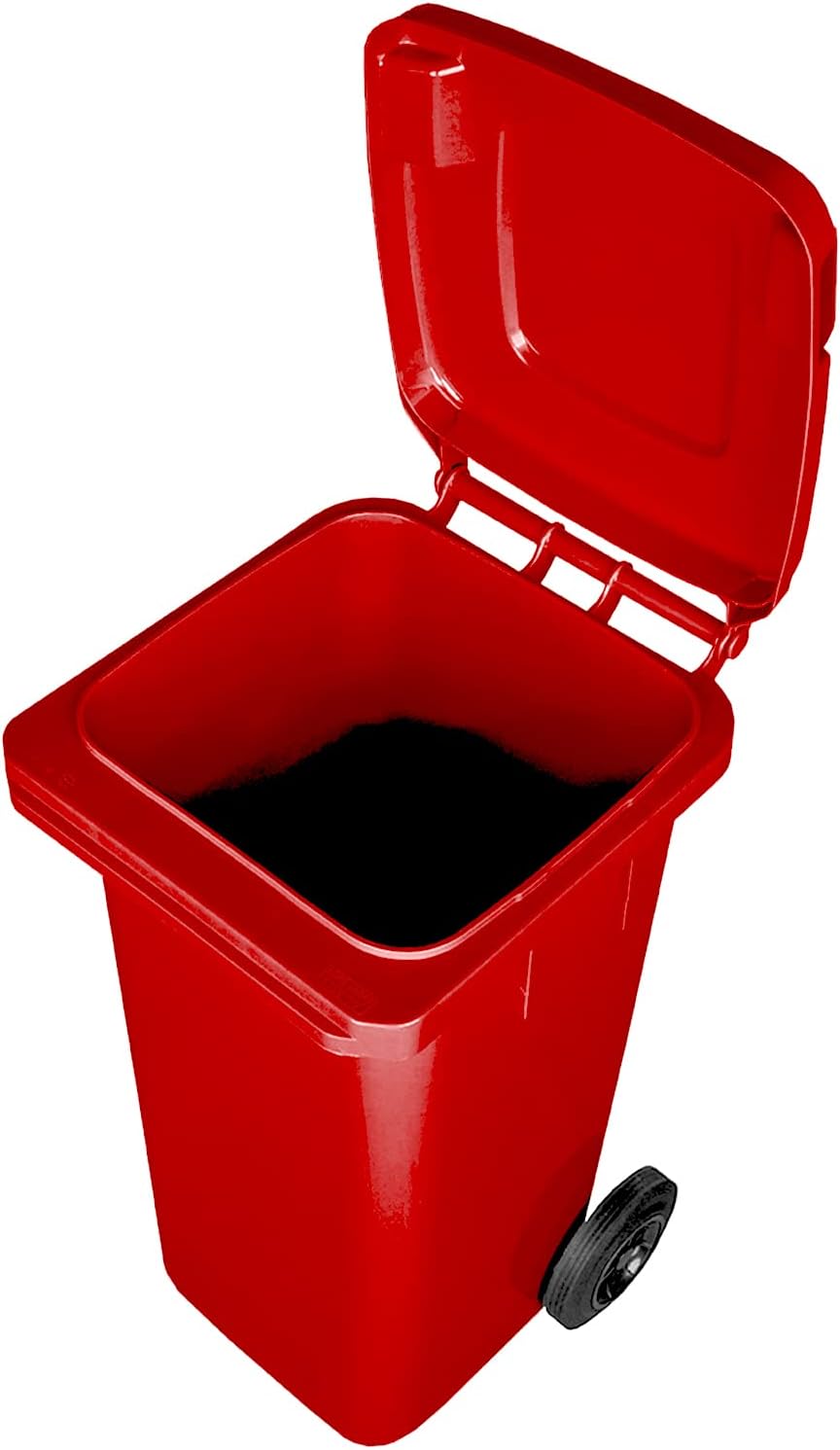 Mülleimer mit leisen Gummirädern, Rot/Grün