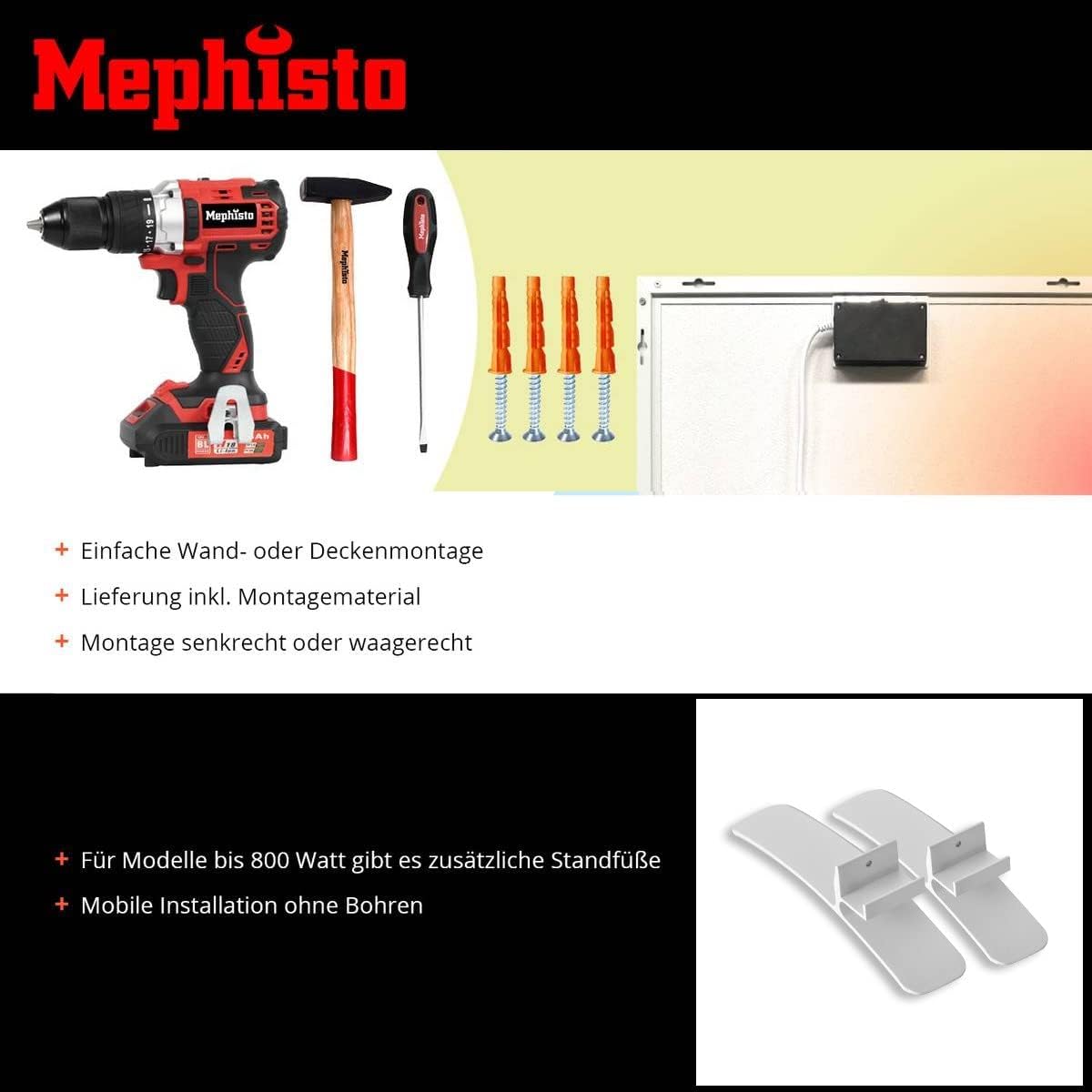 Infrarot Elektroheizung mit Thermostat und Fernbedienung, 500W Inkl. Deckenmontage-set