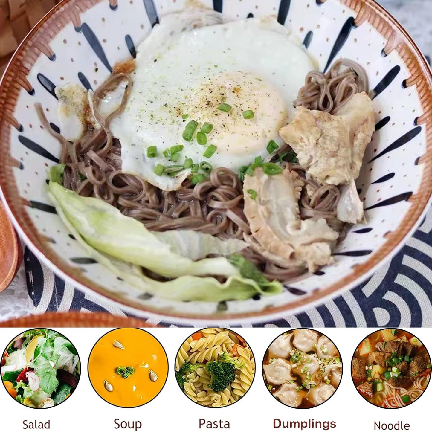 Ramen Bowl Set mit Löffel & Essstäbchen, C
