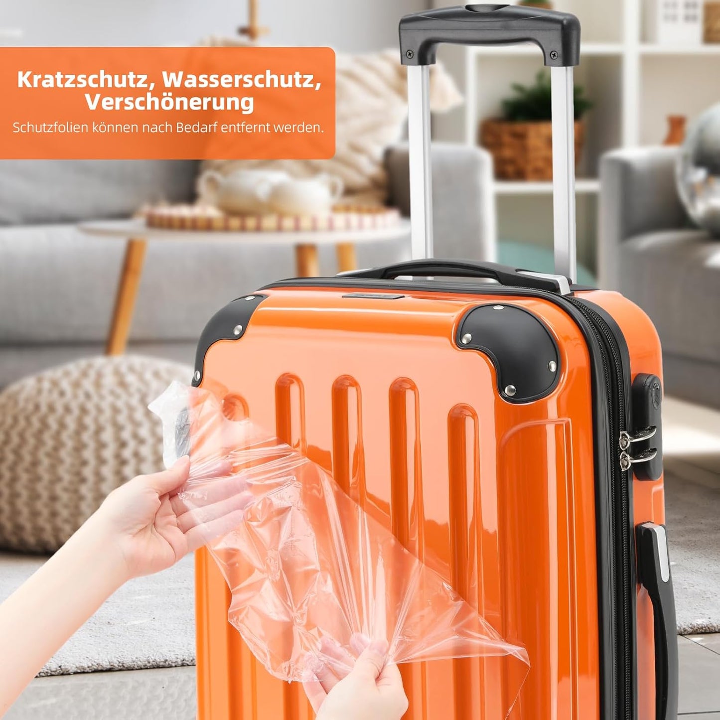 2048 Zwillingsrollen Hartschalenkoffer mit Dehnfuge, Orangen L