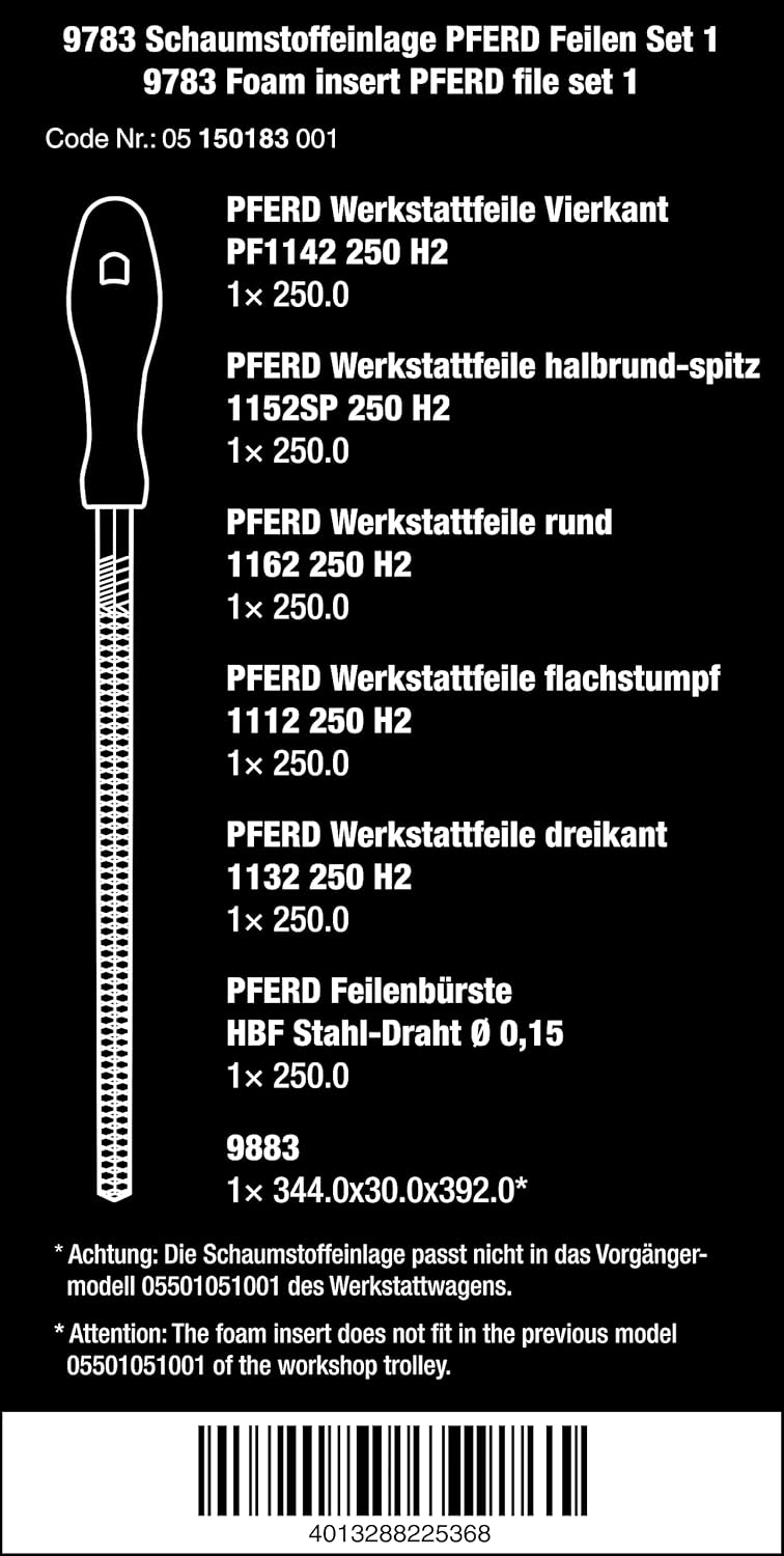 Schaumstoffeinlage mit Feilen-Set, 9783 PFERD Feilen Set 1