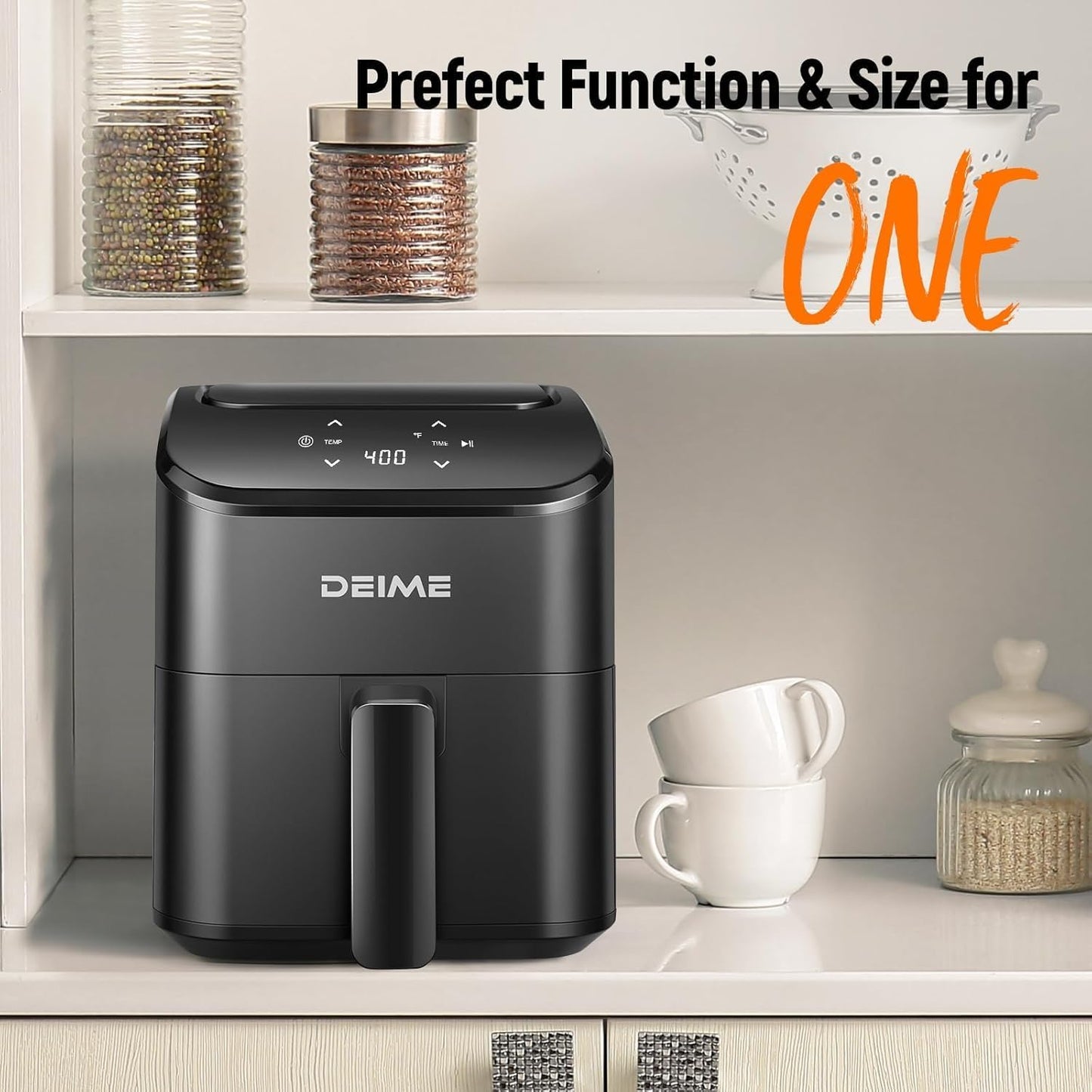 Heissluftfritteuse 2,5 l kompakt digital, Schwarz
