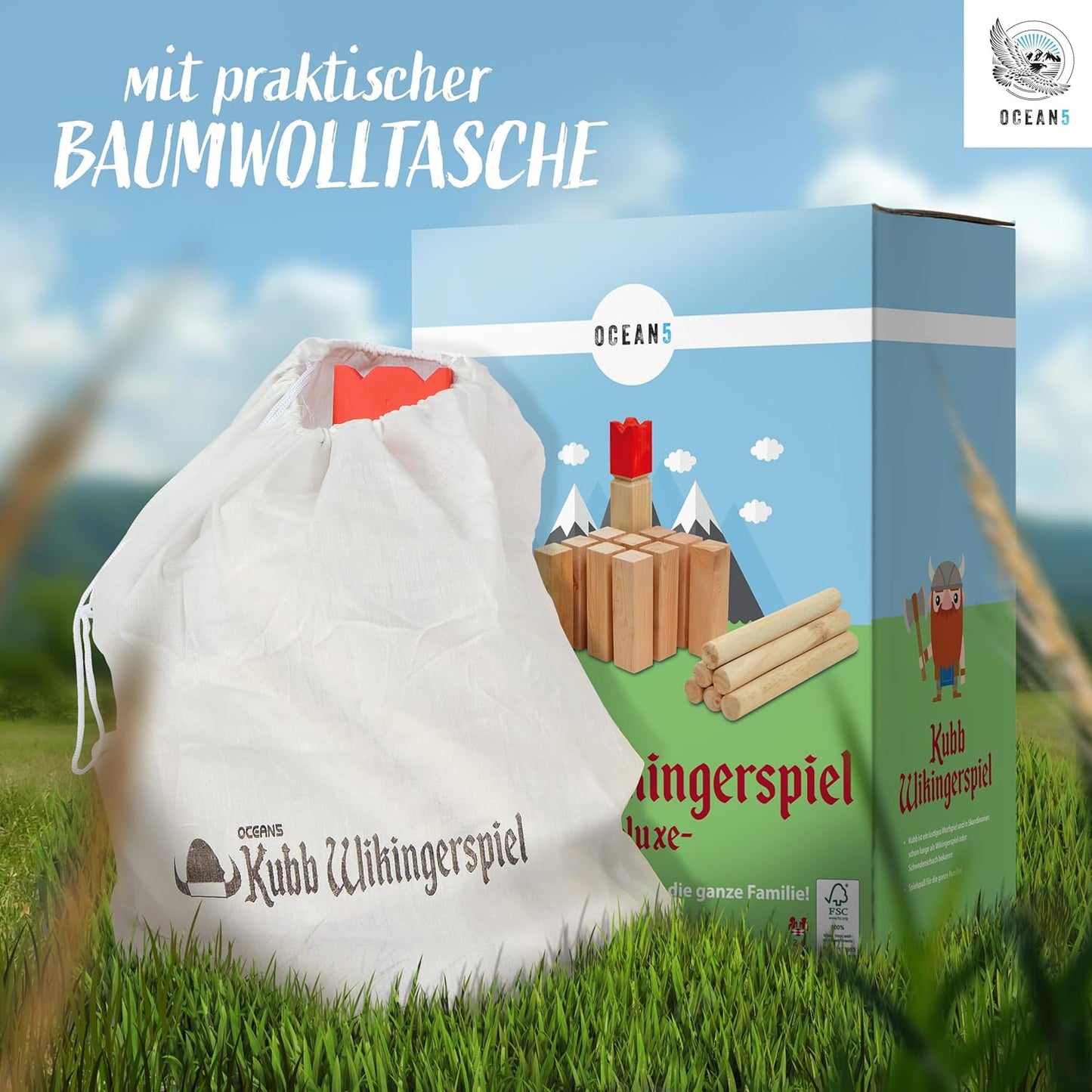 Wikinger Wurfspiel Kubb, Kubb Deluxe - 30 X 7 X7 Cm König