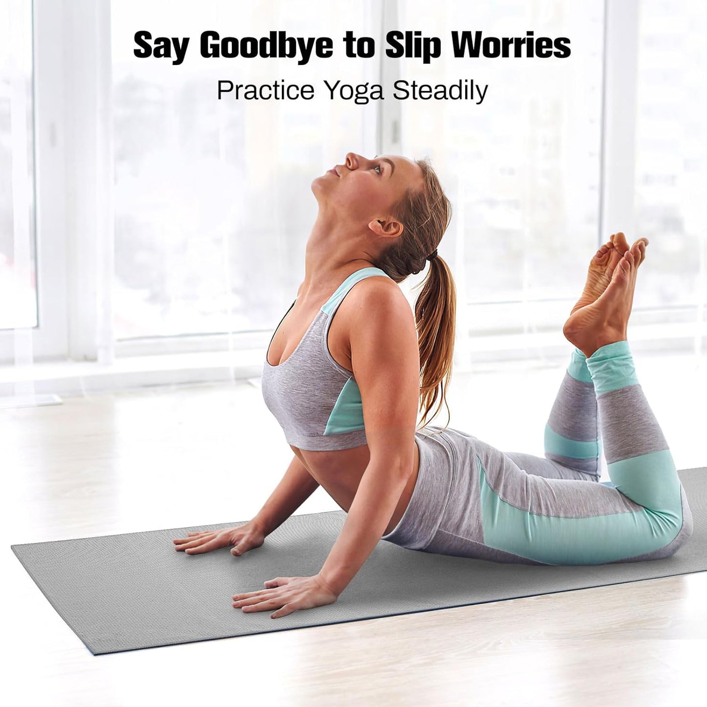 Yoga Handtuch mit Griffpunkten, Grau