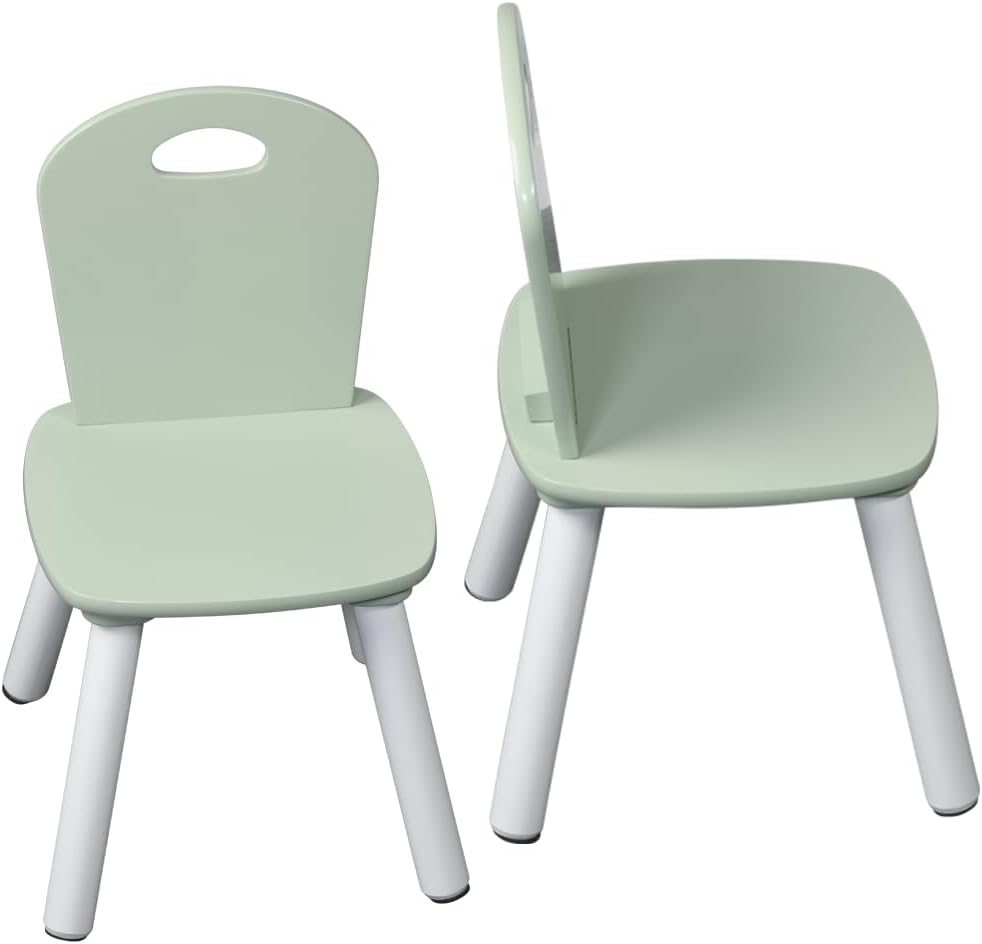 Kindertisch mit 2 Stühlen, Weiss, Grün