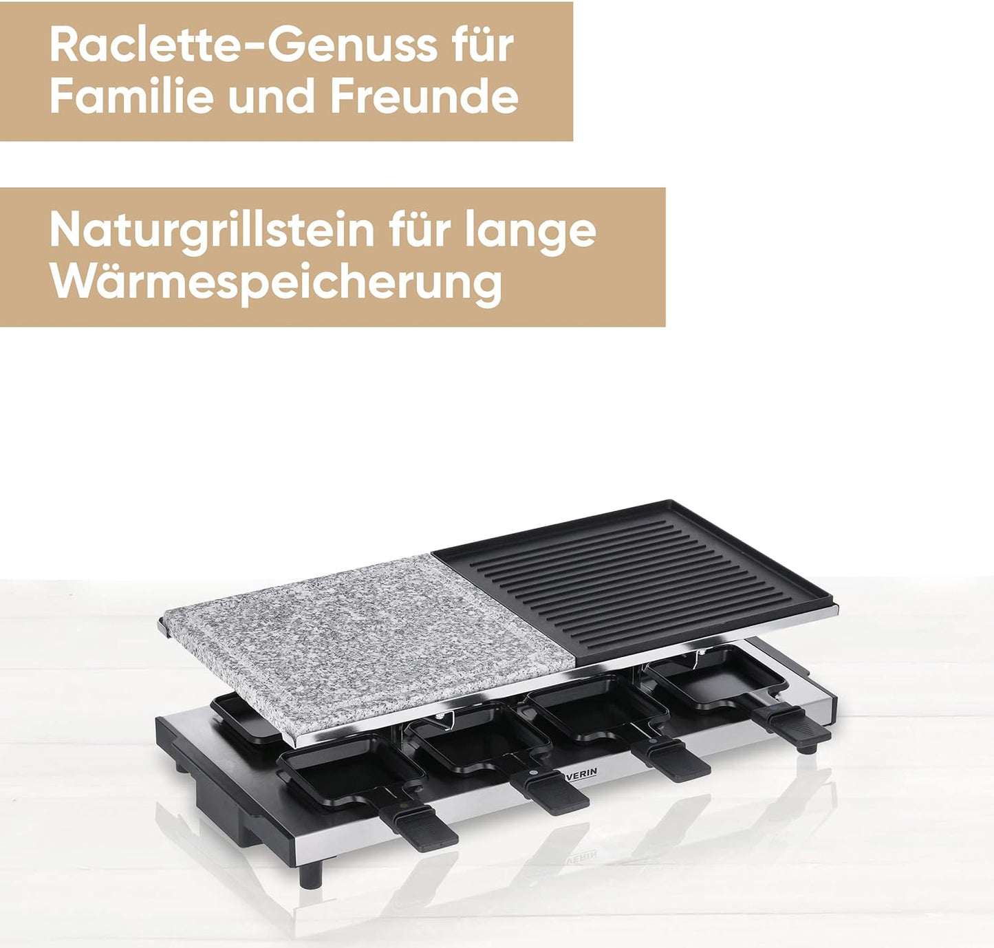 Raclette-Grill RG 2373, Hochwertiges Edelstahldesign
