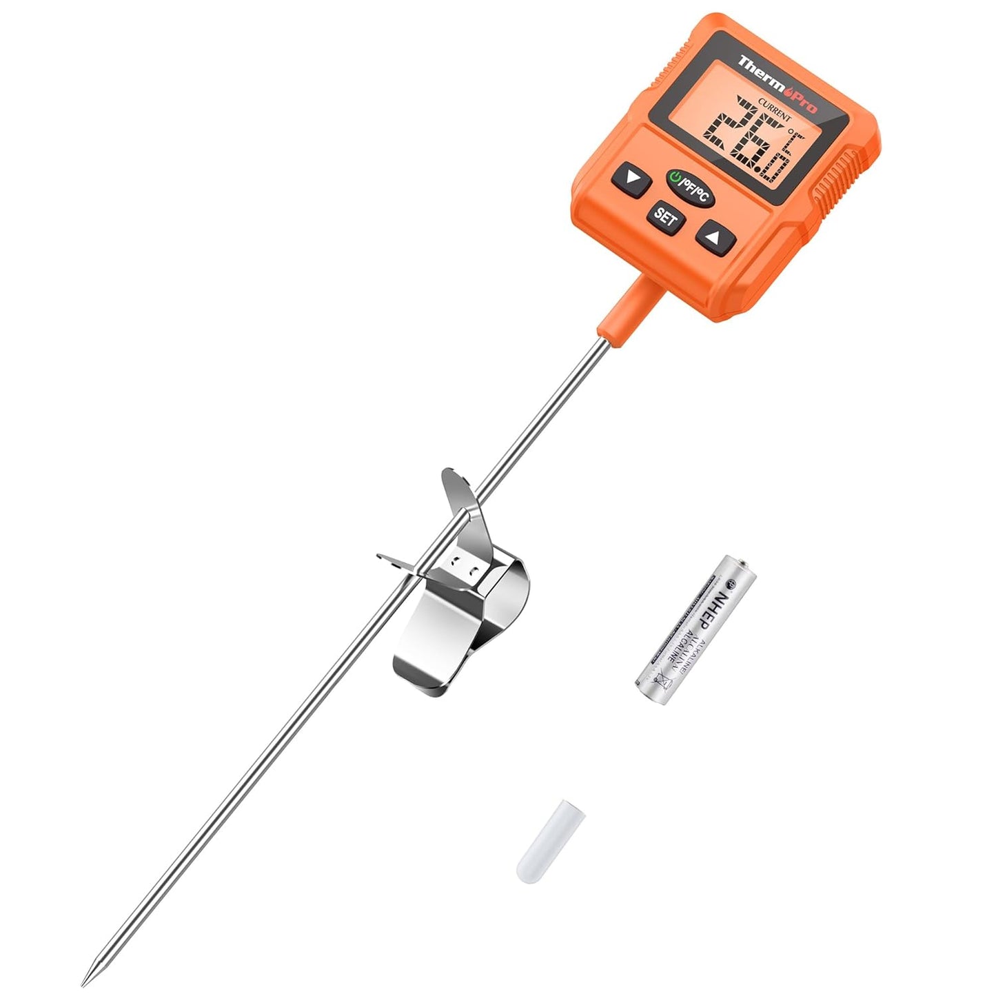 Fleischthermometer TP511 mit Sonde und Topfclip, Alarm & Clip