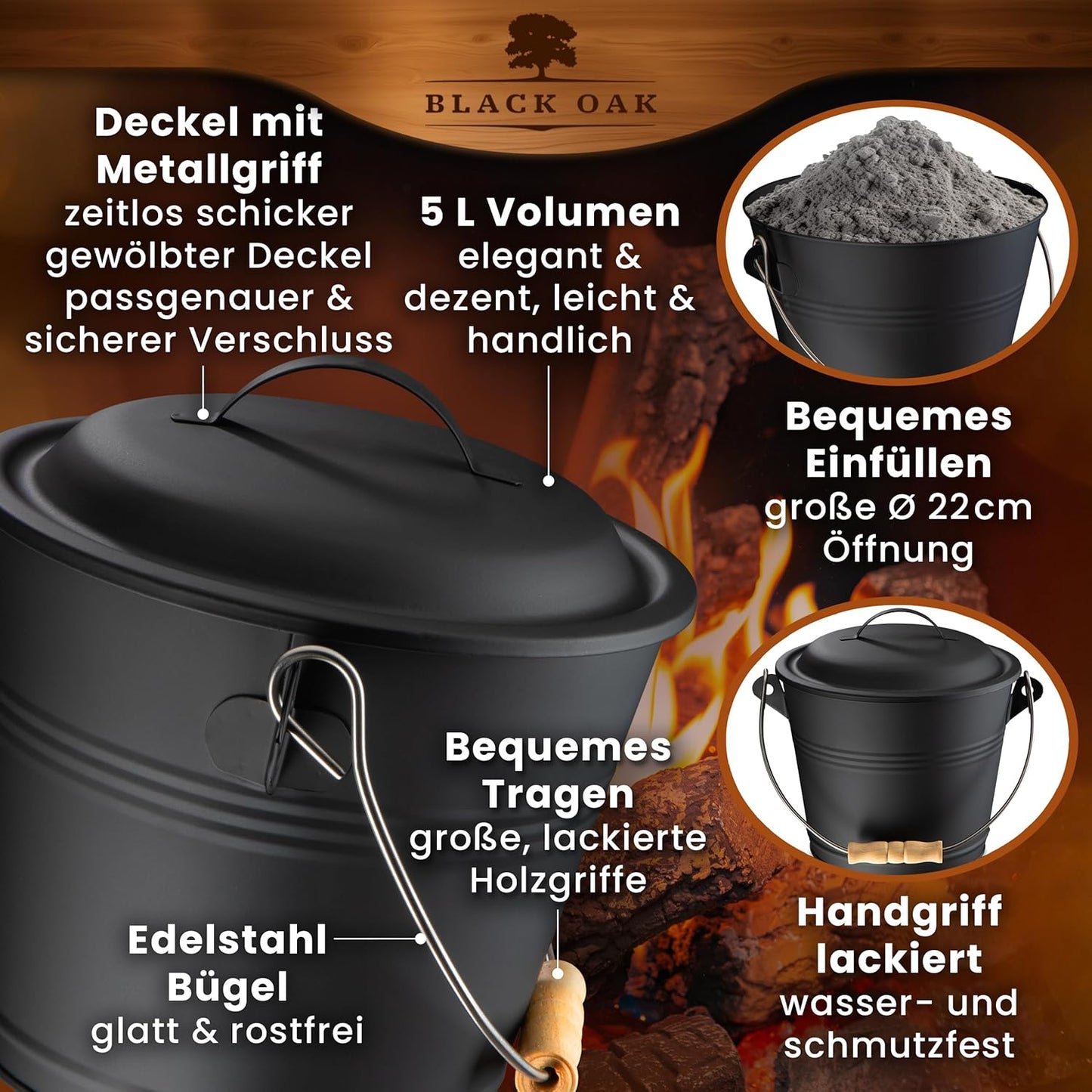 Ascheeimer-Set Piton, Piton 5L Eimer + Kehrset