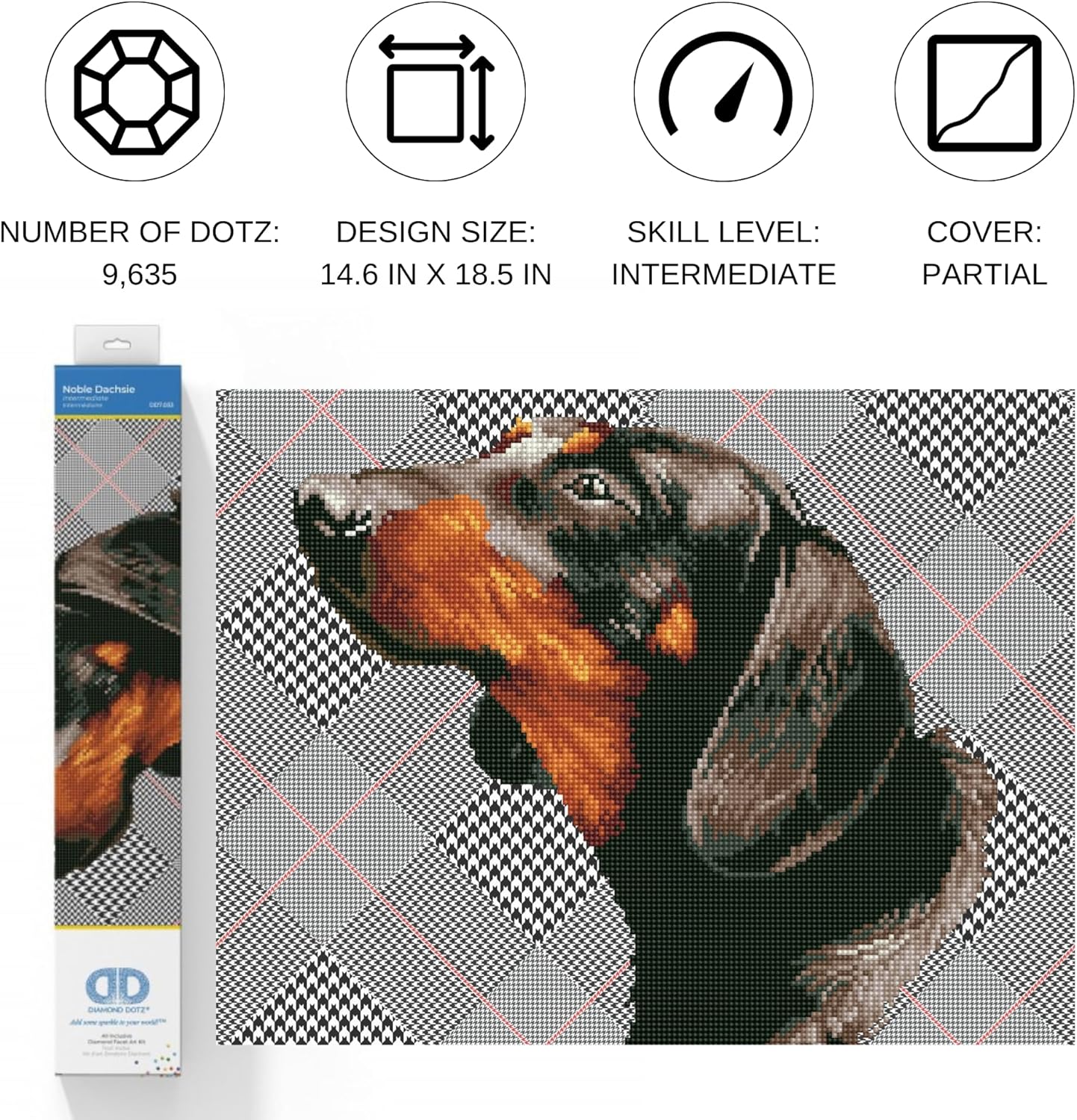 Diamond Painting Set Noble Dachsie, DD7-033, 47 x 37 cm, 47 x 37cm Noble Dachsie
