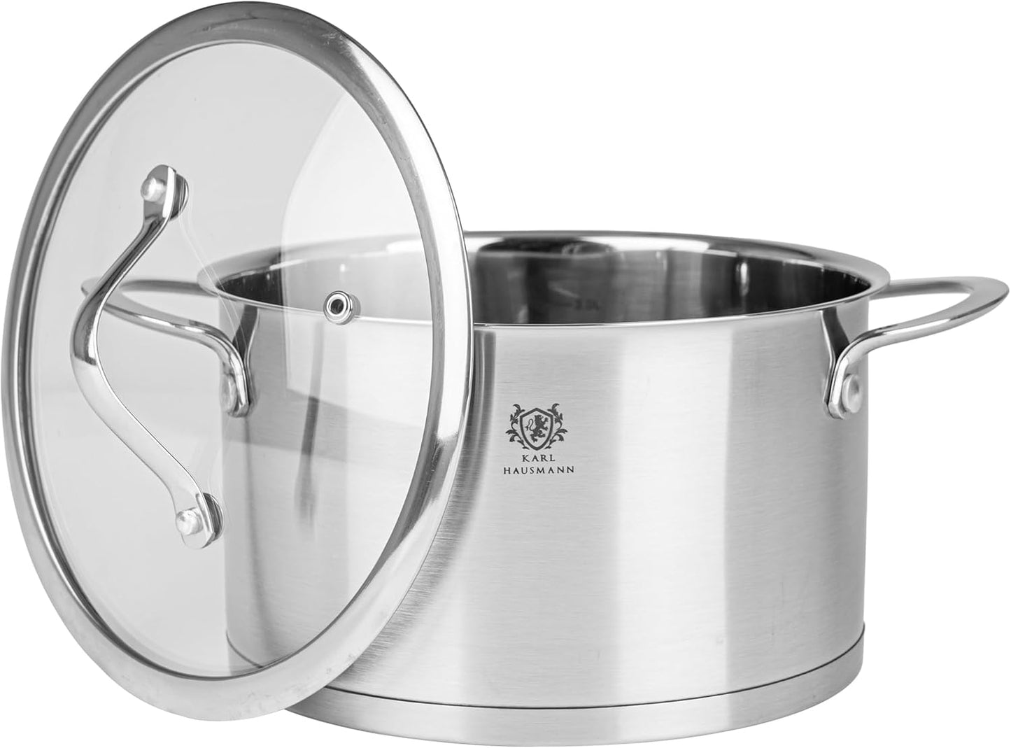 3-teiliges Induktions-Kochtopf-Set mit Glasdeckeln und Innenskala