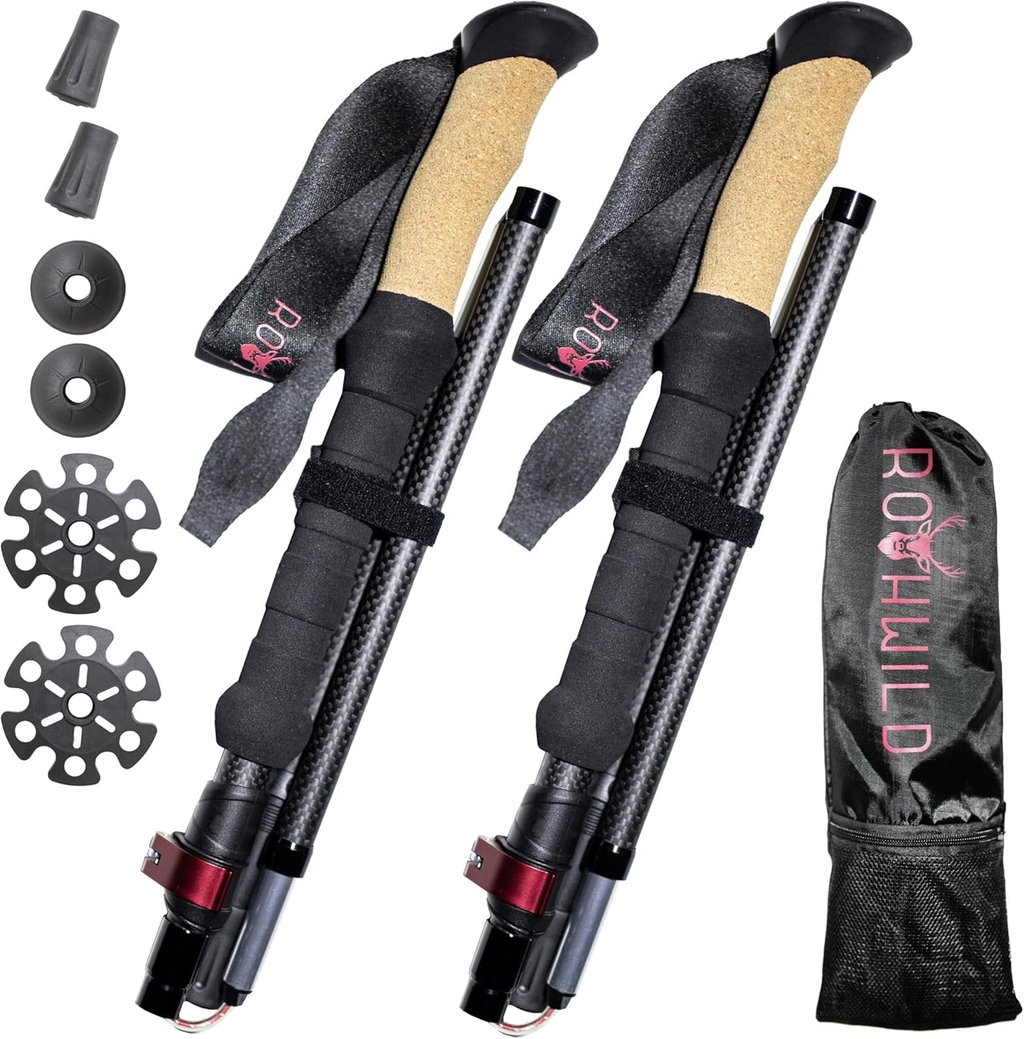 Faltbare Wanderstöcke Platzhirsch, Carbon faltbar 115-135cm
