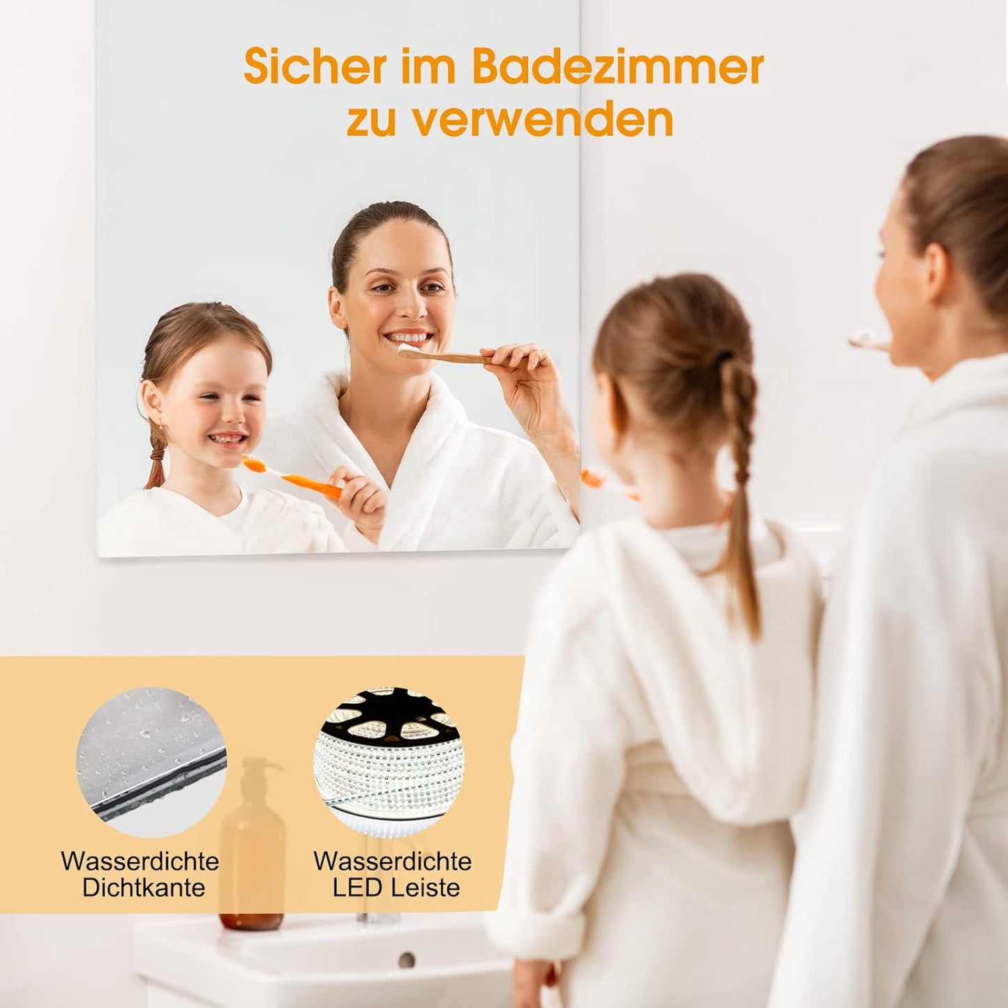 Infrarotspiegelheizung mit LED, 60L x 80B cm