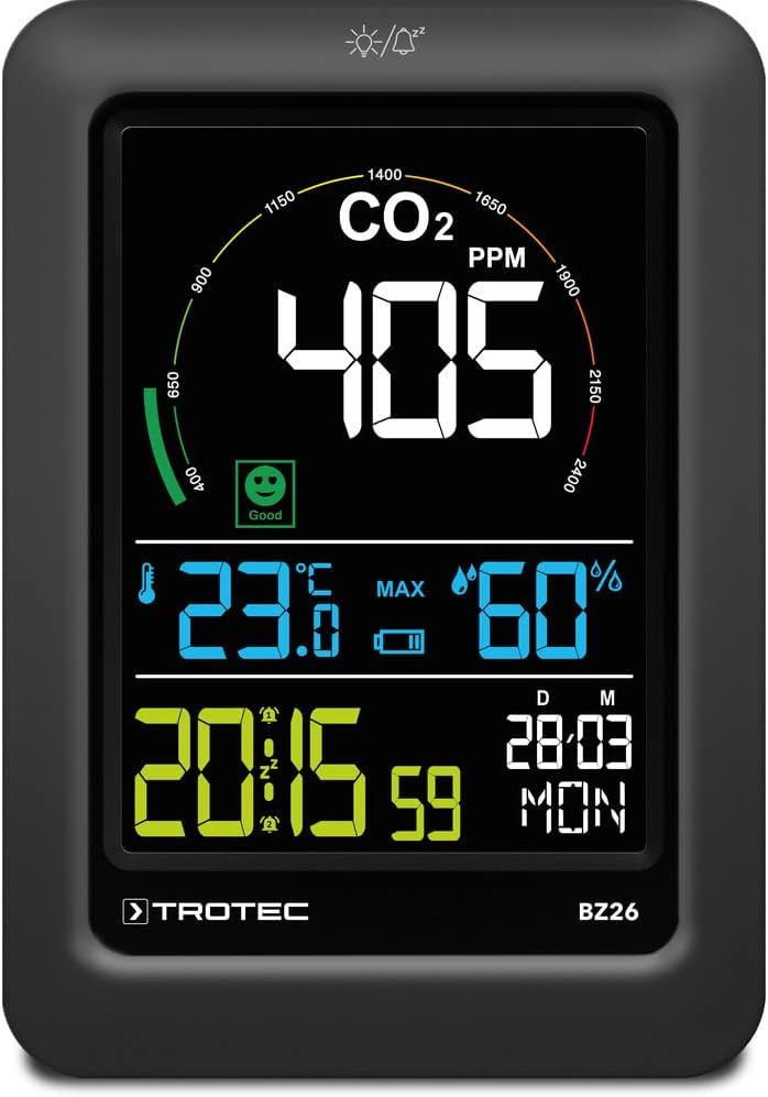 CO2 Messgerät BZ26 Luftqualitätsmonitor, Mit Wohlfühlindikator